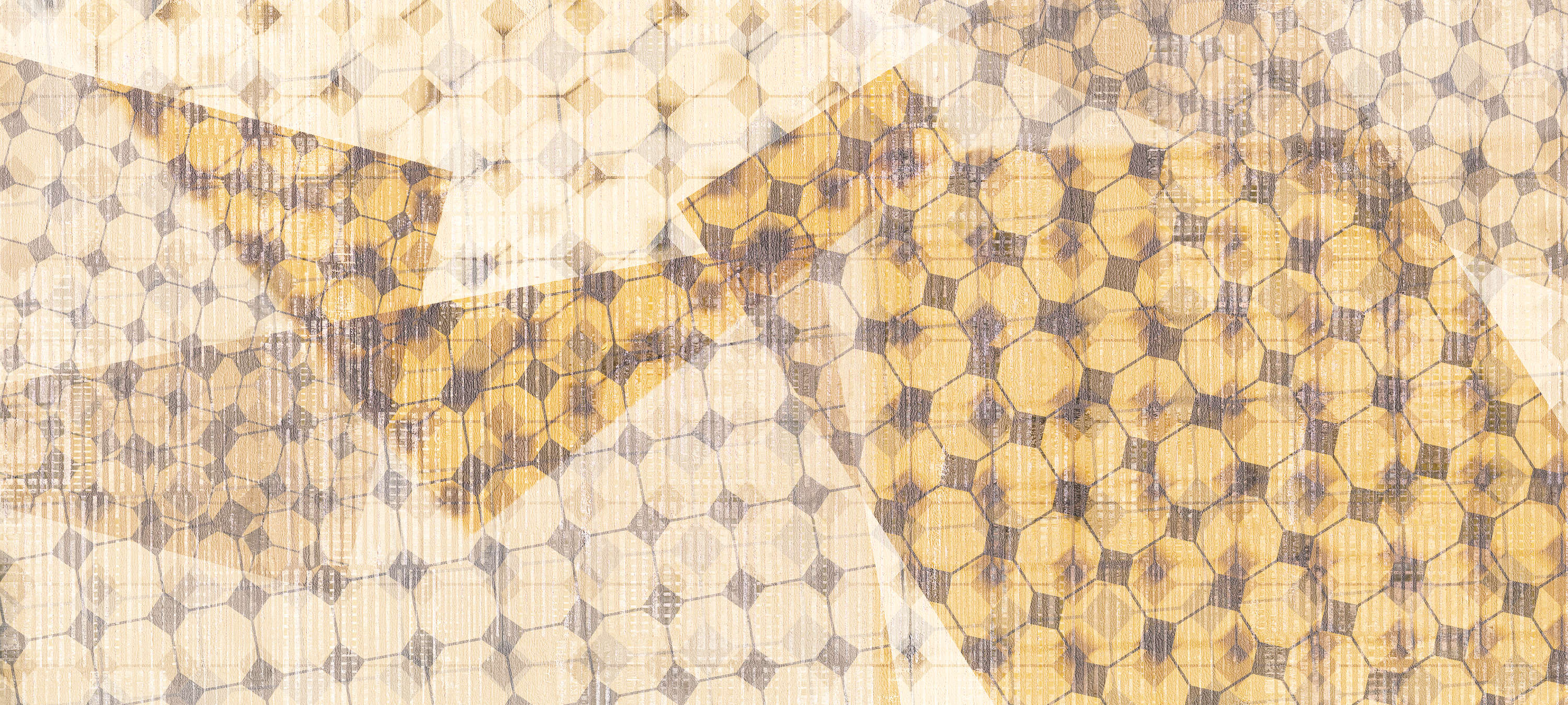             Fototapete mit Layer-Effekt & geometrischem Muster – Gelb, Orange, Weiß
        