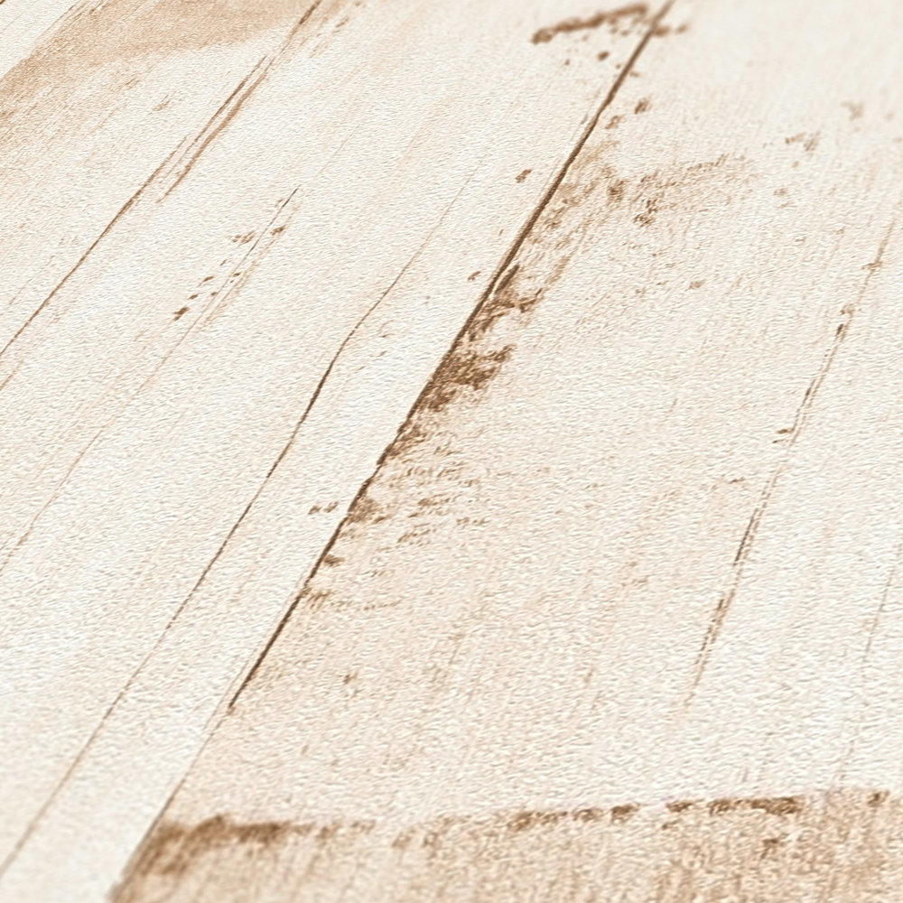             Holz-Vliestapete mit Bretteroptik PVC-frei – Beige, Weiß
        