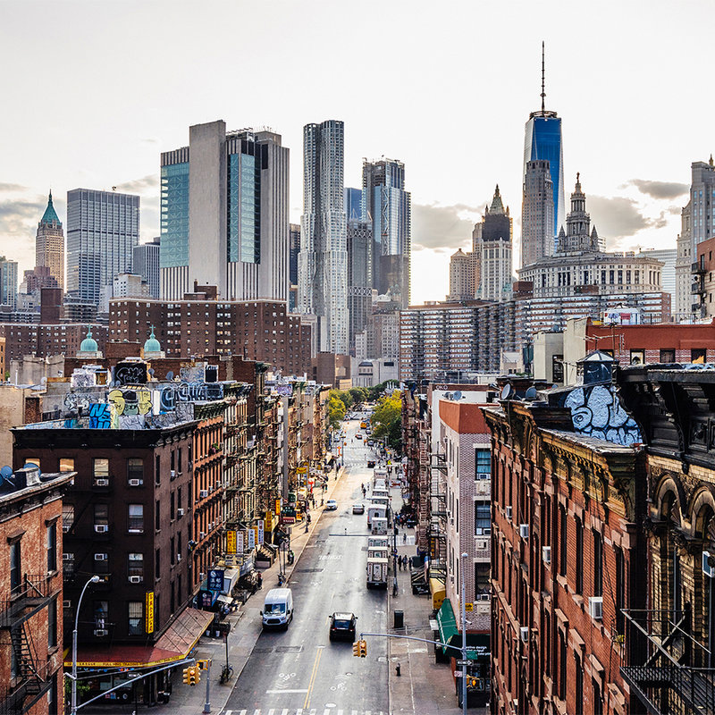 New York Fototapete mit Skyline – Braun, Grau, Weiß

