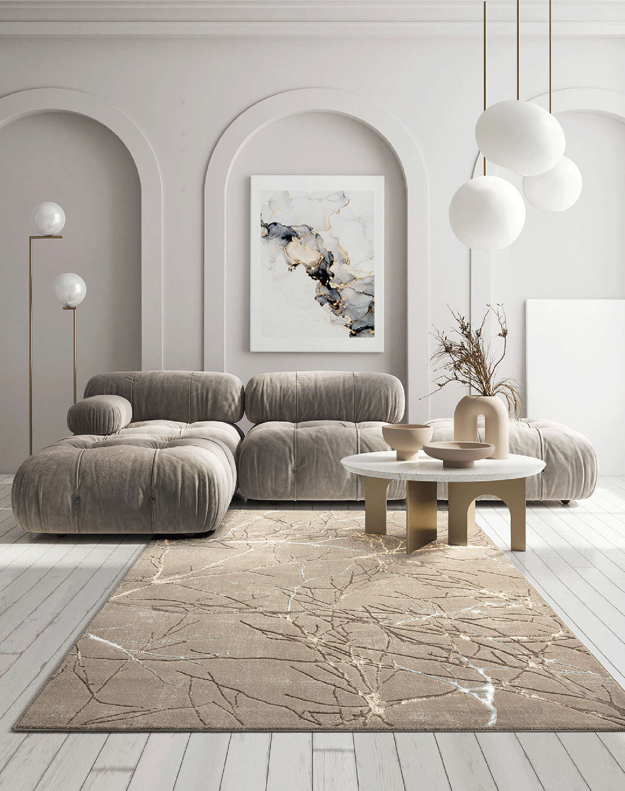             Hochflor Teppich in zarten Beige – 230 x 160 cm
        