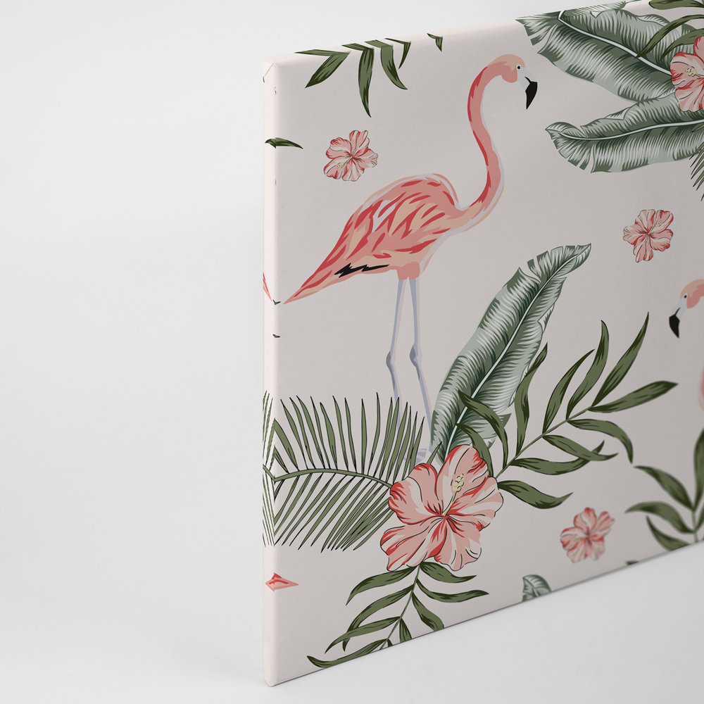             Leinwand mit Flamingos und tropischen Pflanzen – 0,90 m x 0,60 m
        