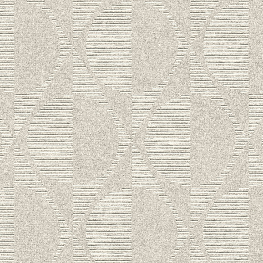             Retrotapete mit symmetrischem Muster – Beige, Grau, Creme
        
