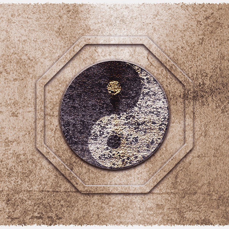Fototapete Yin&Yang, asiatisches Harmonie Symbol – Braun, Schwarz, Weiß
