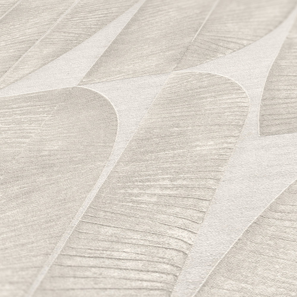             Vliestapete mit geometrischem floralem Muster – Grau, Beige
        