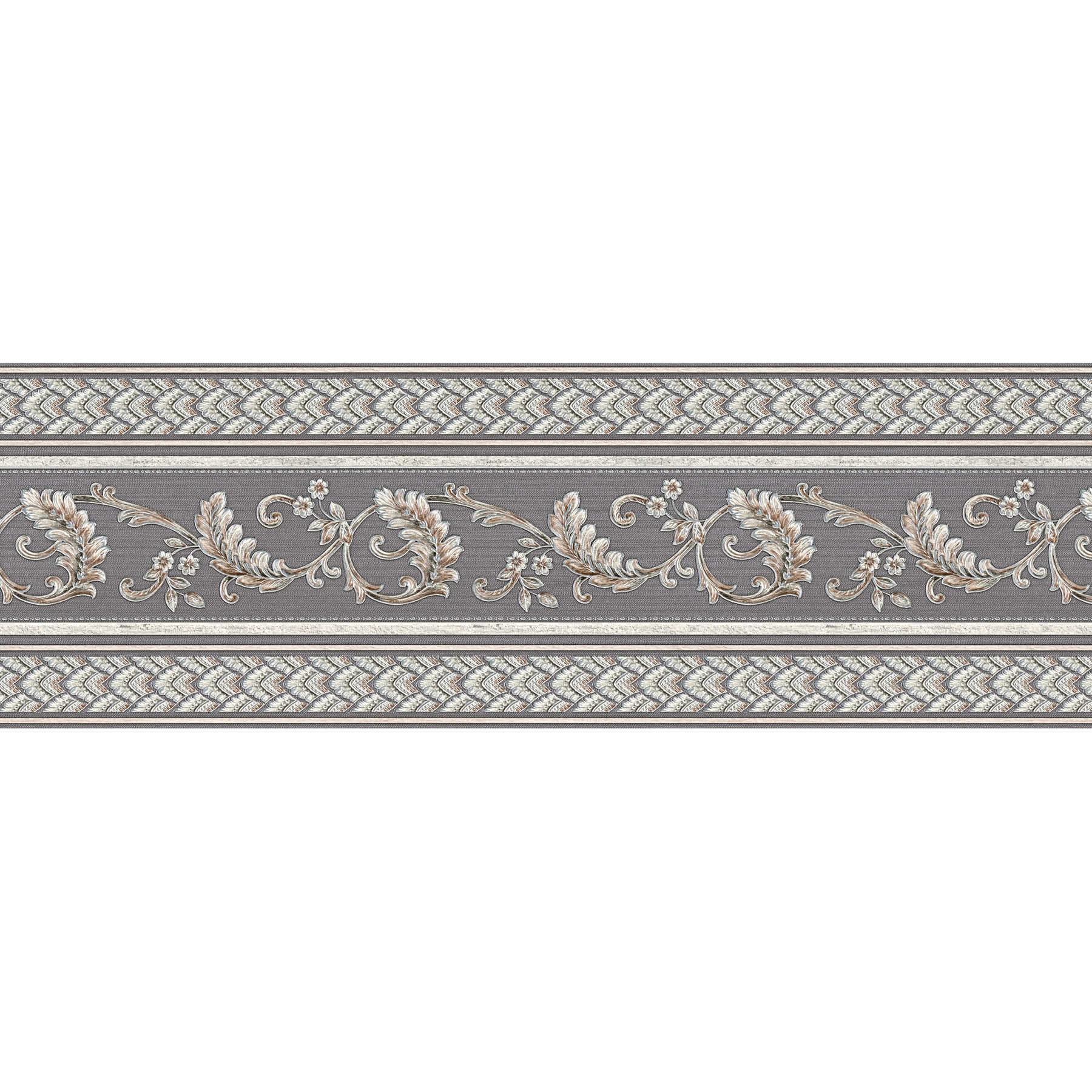         Opulente Ornament Tapetenbordüre mit Metallic Farben – Metallic
    