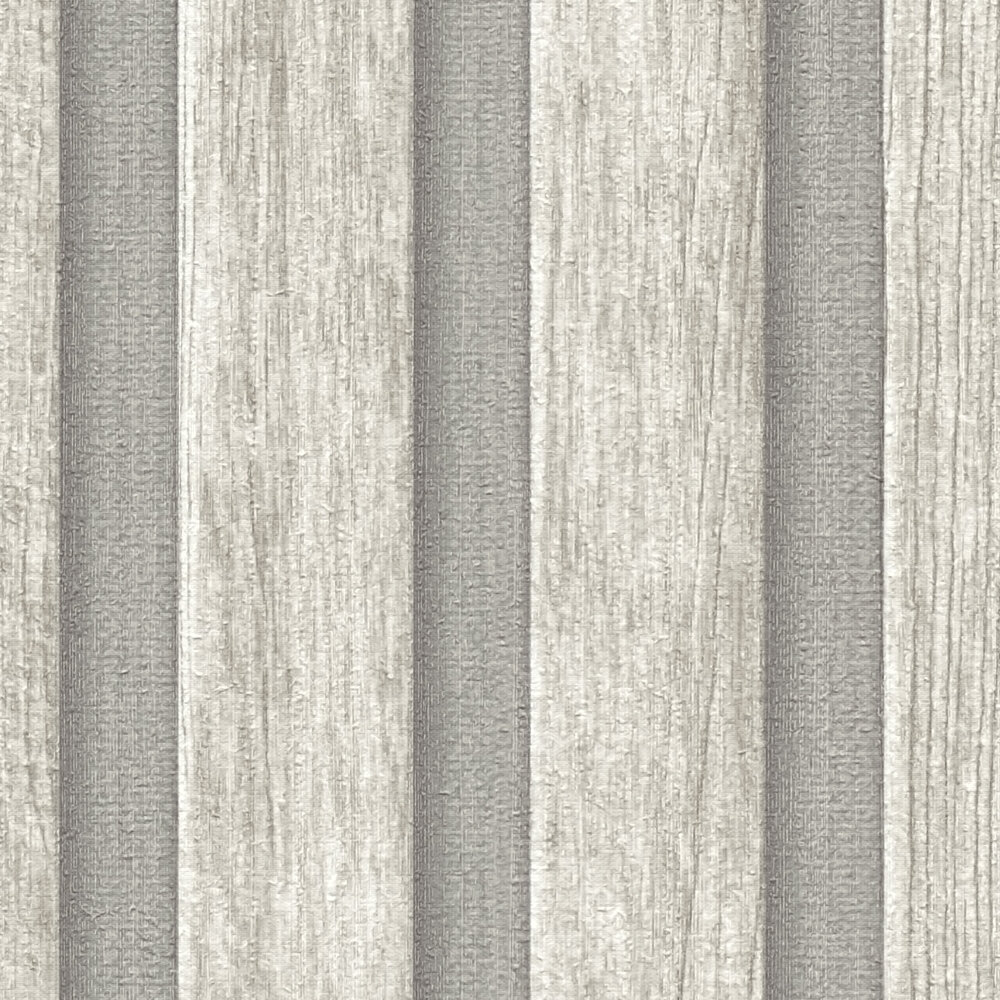             Vliestapete mit Holzpaneel-Muster – Grau, Creme
        
