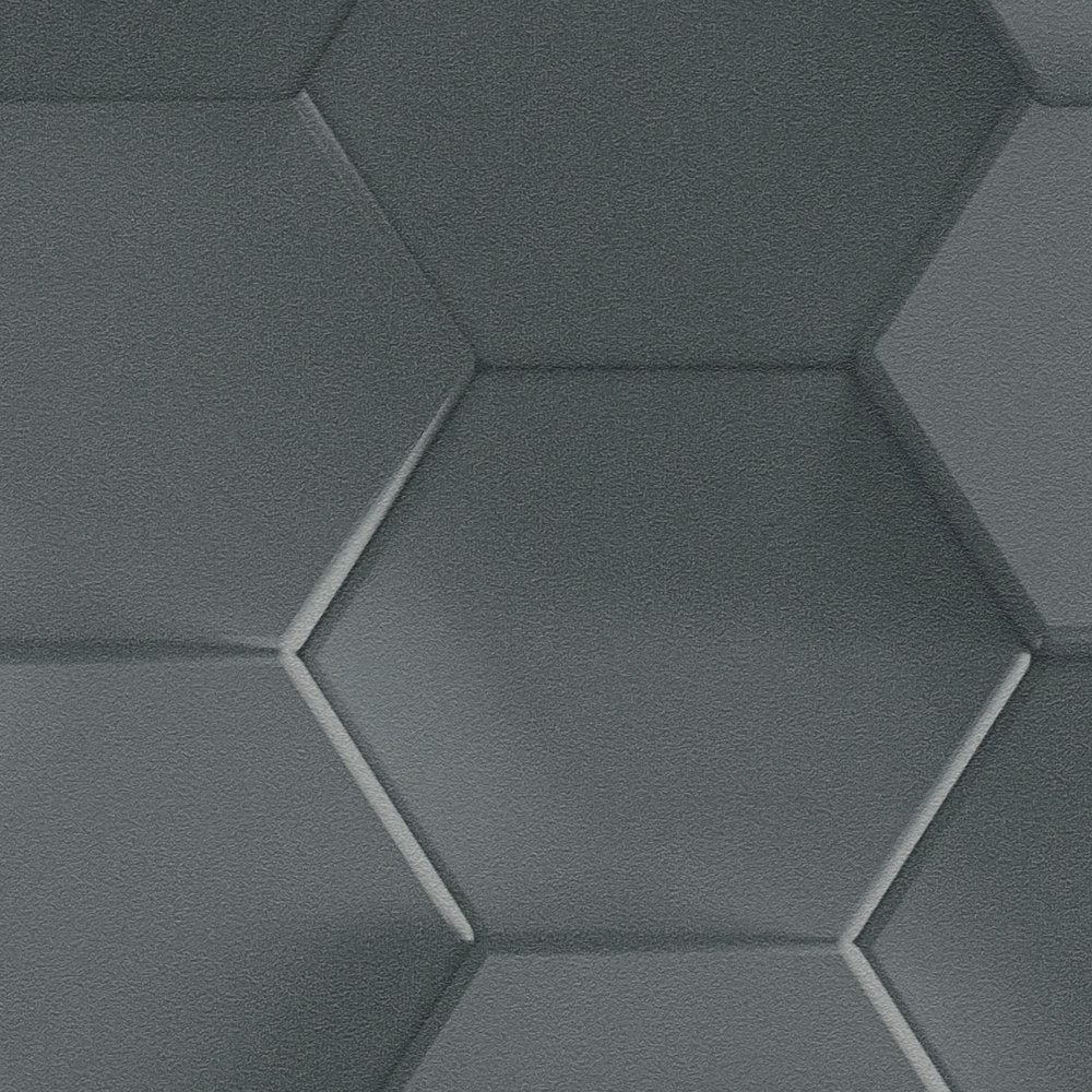             Hexagon 3D Tapete Grafikmuster Waben – Grau, Schwarz
        
