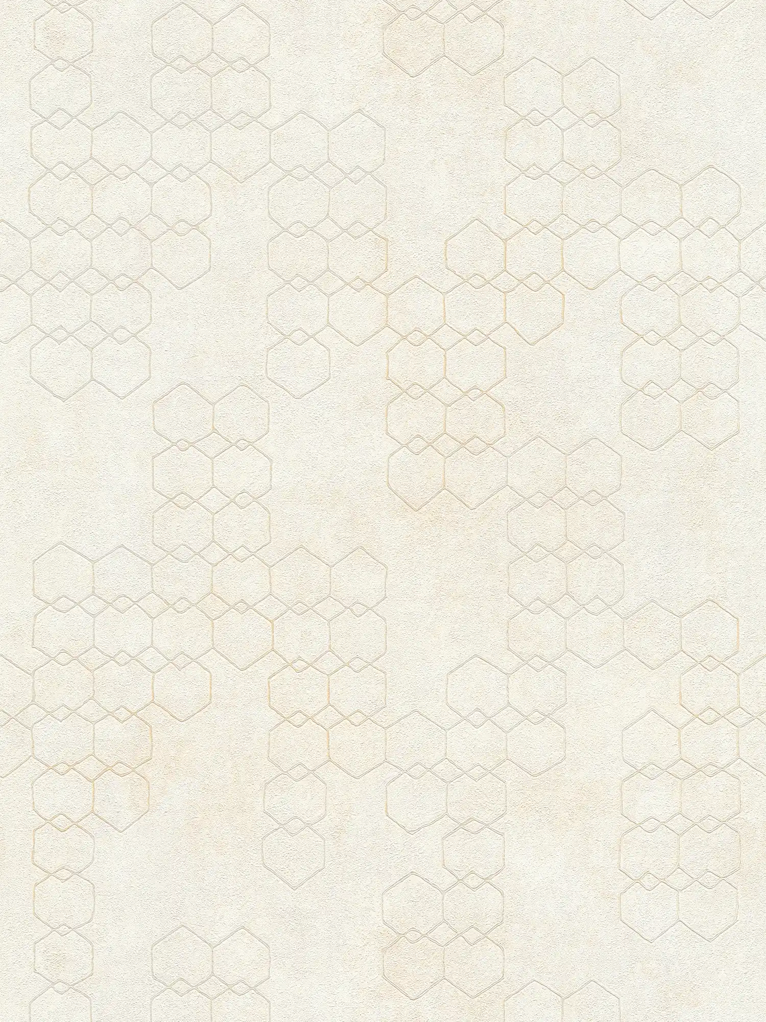 Geometrische Mustertapete im Industrial Style – Creme, Grau, Weiß
