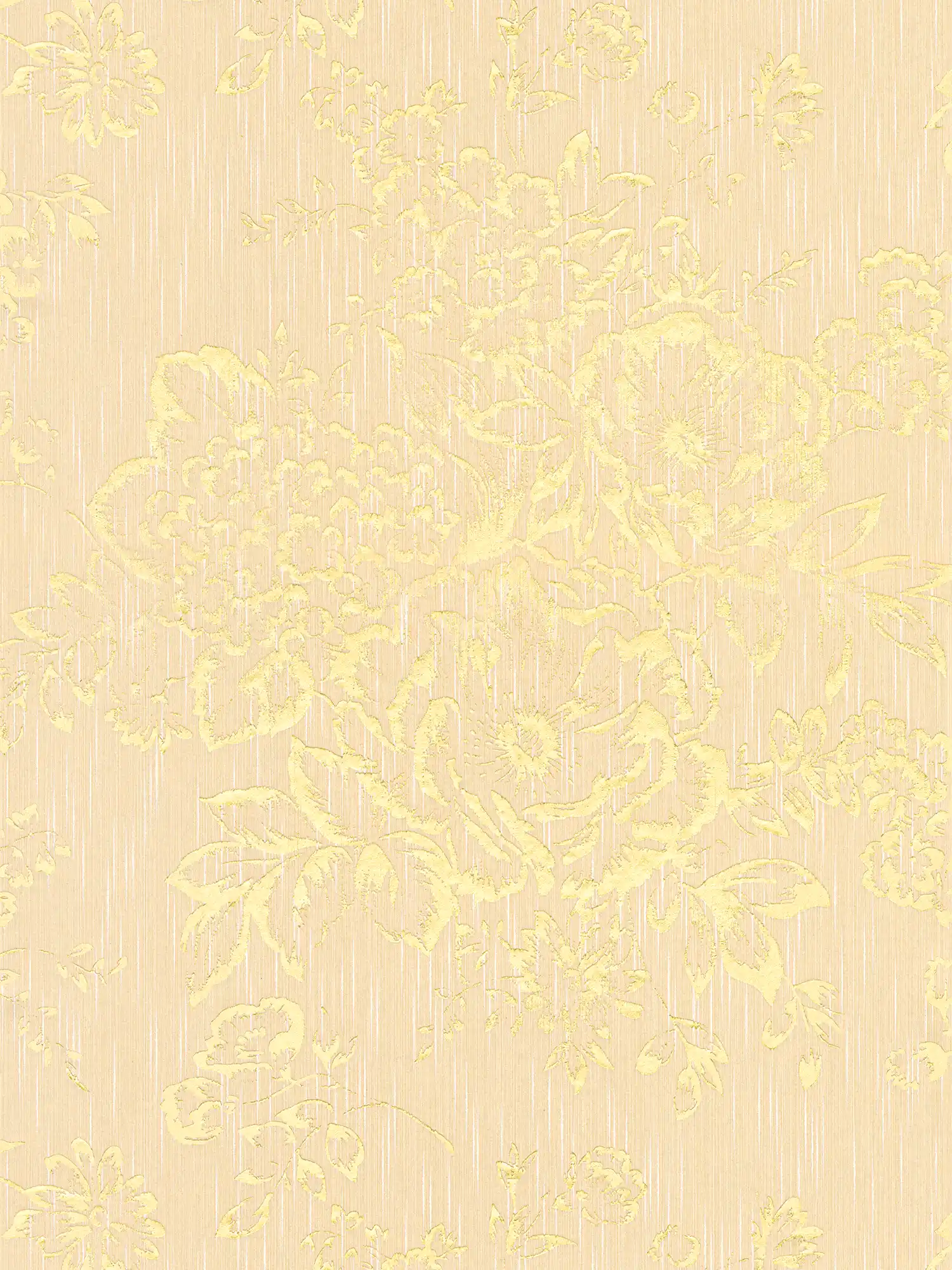 Strukturtapete mit goldenem Blütenmuster – Gold, Creme
