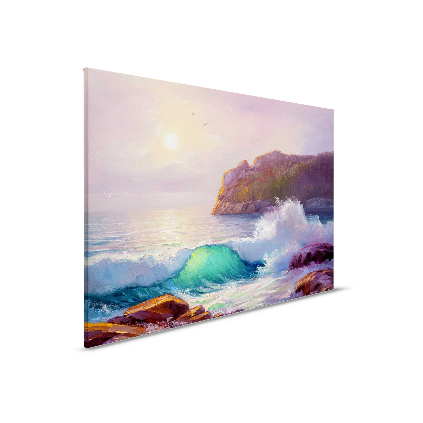        Leinwandbild Gemälde von einer Küste beim Sonnenaufgang – 0,90 m x 0,60 m
    