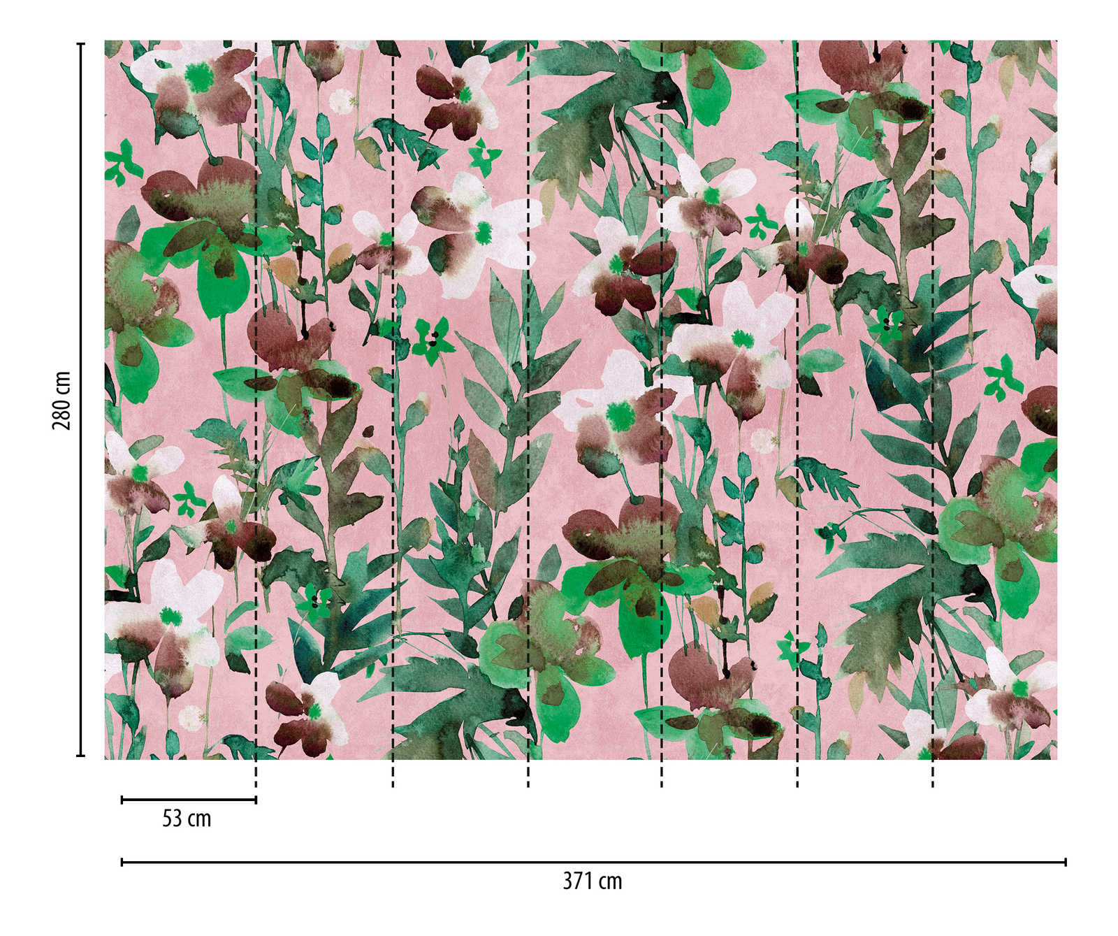             Tapeten Neuheit – Blumen Aquarell Motivtapete, Rosa & Grün
        