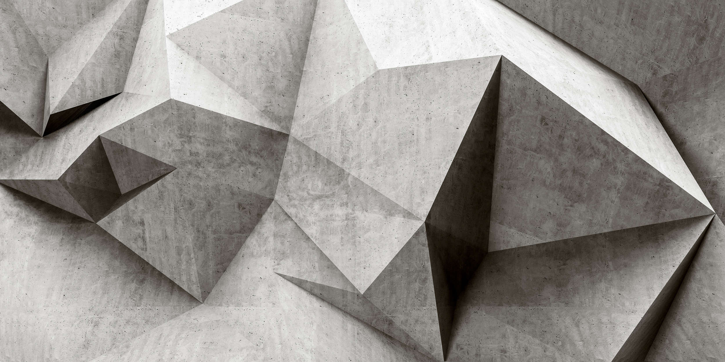             Boulder 1 - Coole 3D Beton-Polygone Fototapete – Grau, Schwarz | Perlmutt Glattvlies
        