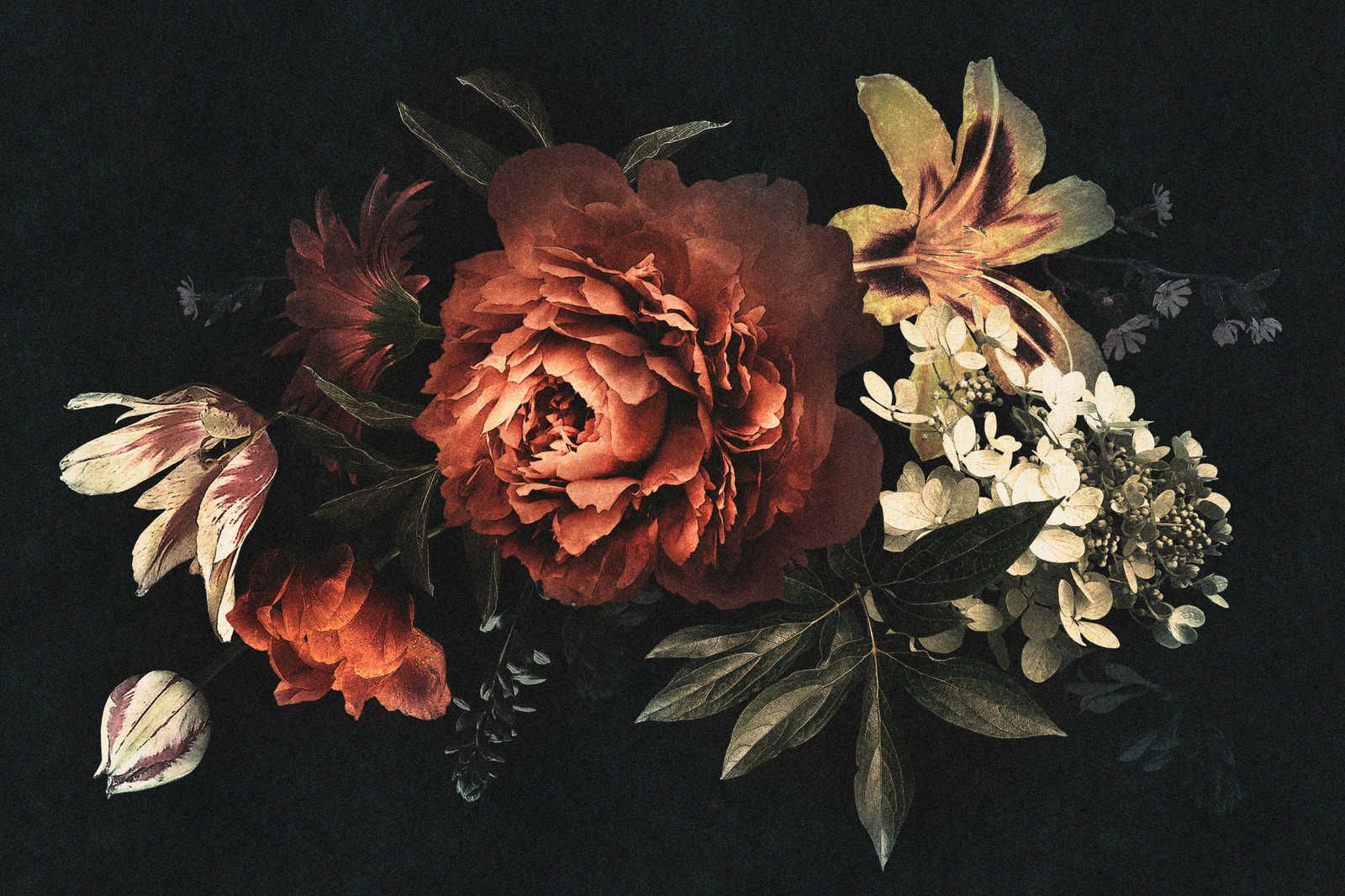             Drama queen 1 - Blumenstrauß Leinwandbild mit dunklem Hintergrund – 1,20 m x 0,80 m
        