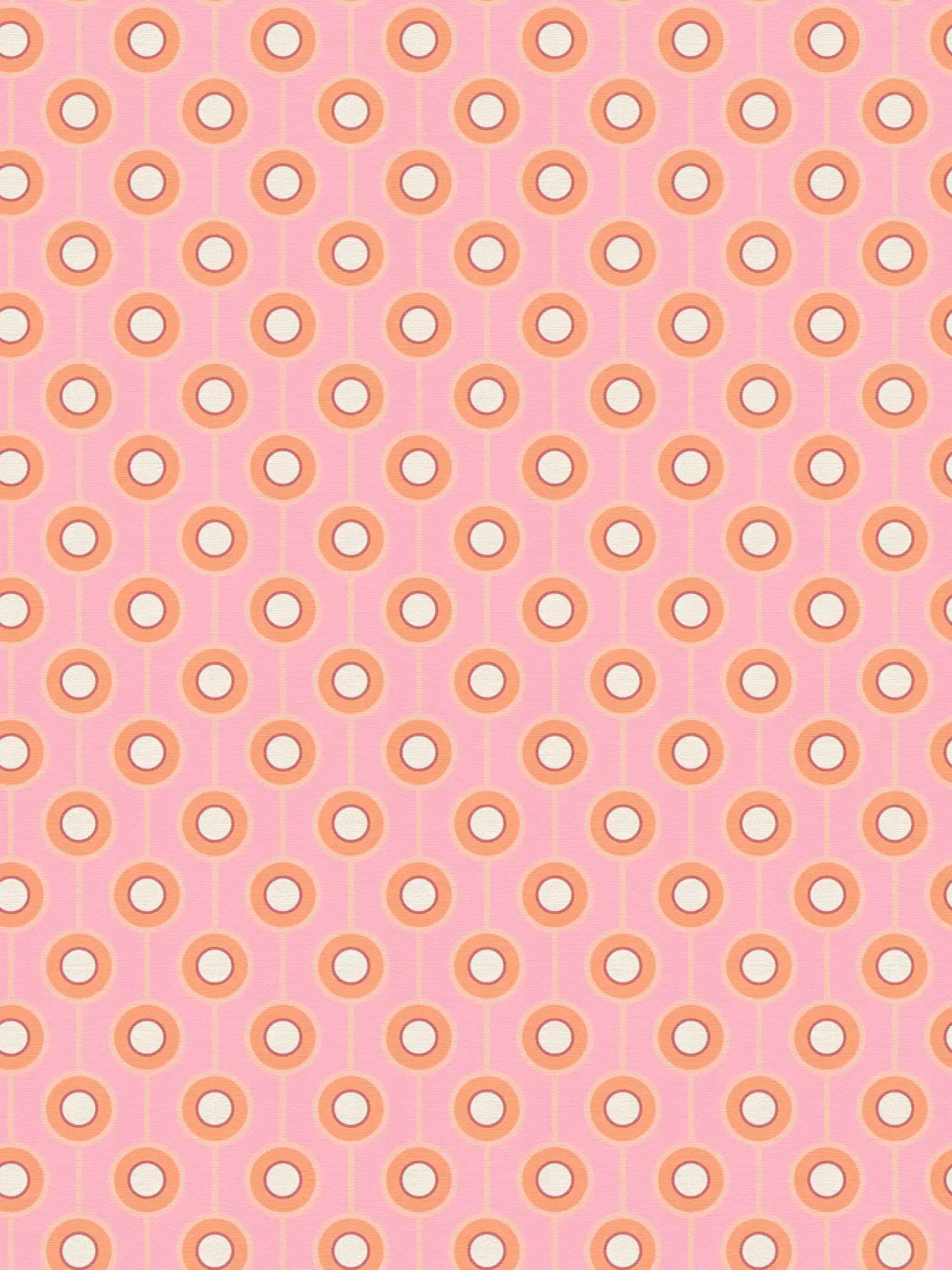 Leicht strukturierte Tapete mit Kreis Bemusterung – Pink, Orange, Beige
