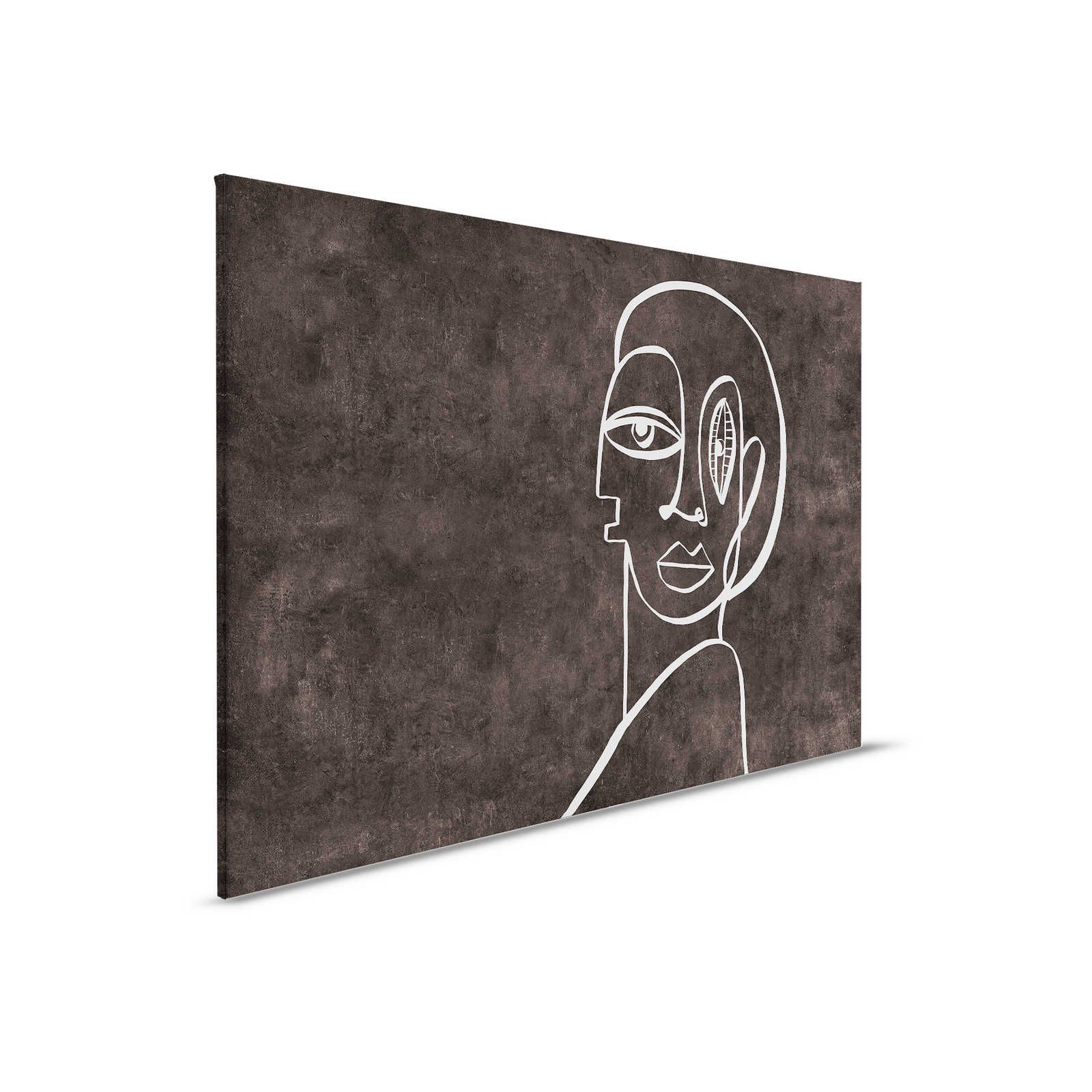        Palomas Room 2 - Schwarzes Leinwandbild abstraktes Line Art Portrait – 0,90 m x 0,60 m
    