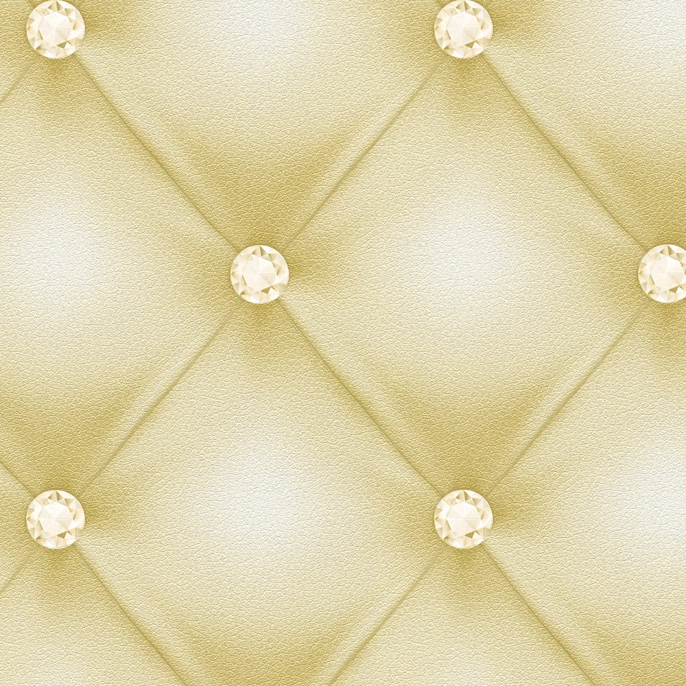            Lederoptik Tapete Polster Design mit Diamant-Knöpfen – Grün
        