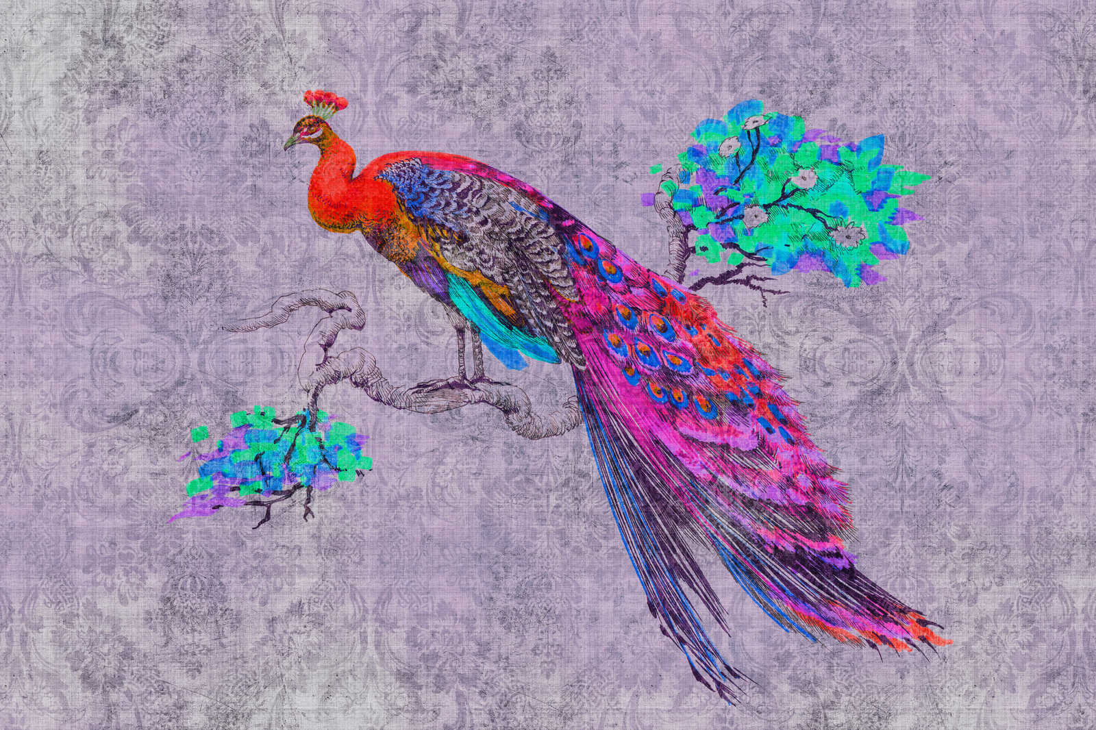             Peacock 3 - Leinwandbild mit farbenprächtigem Pfau - Naturleinen Struktur – 0,90 m x 0,60 m
        