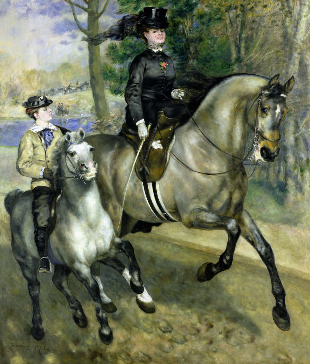            Fototapete "Reiterin im Bois de Boulogne" von Pierre Auguste Renoir
        