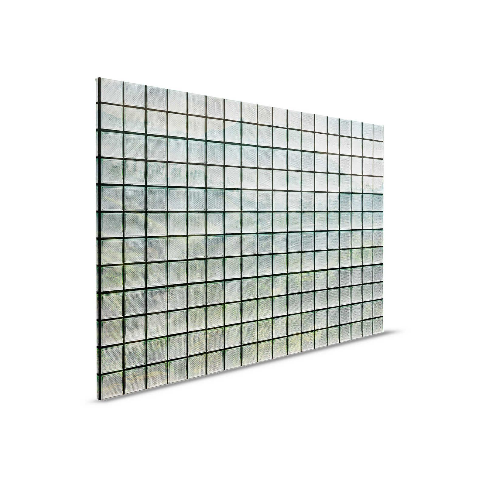         Green House 3 - Fenster Leinwandbild Glasbausteine & tropischer Wald – 0,90 m x 0,60 m
    