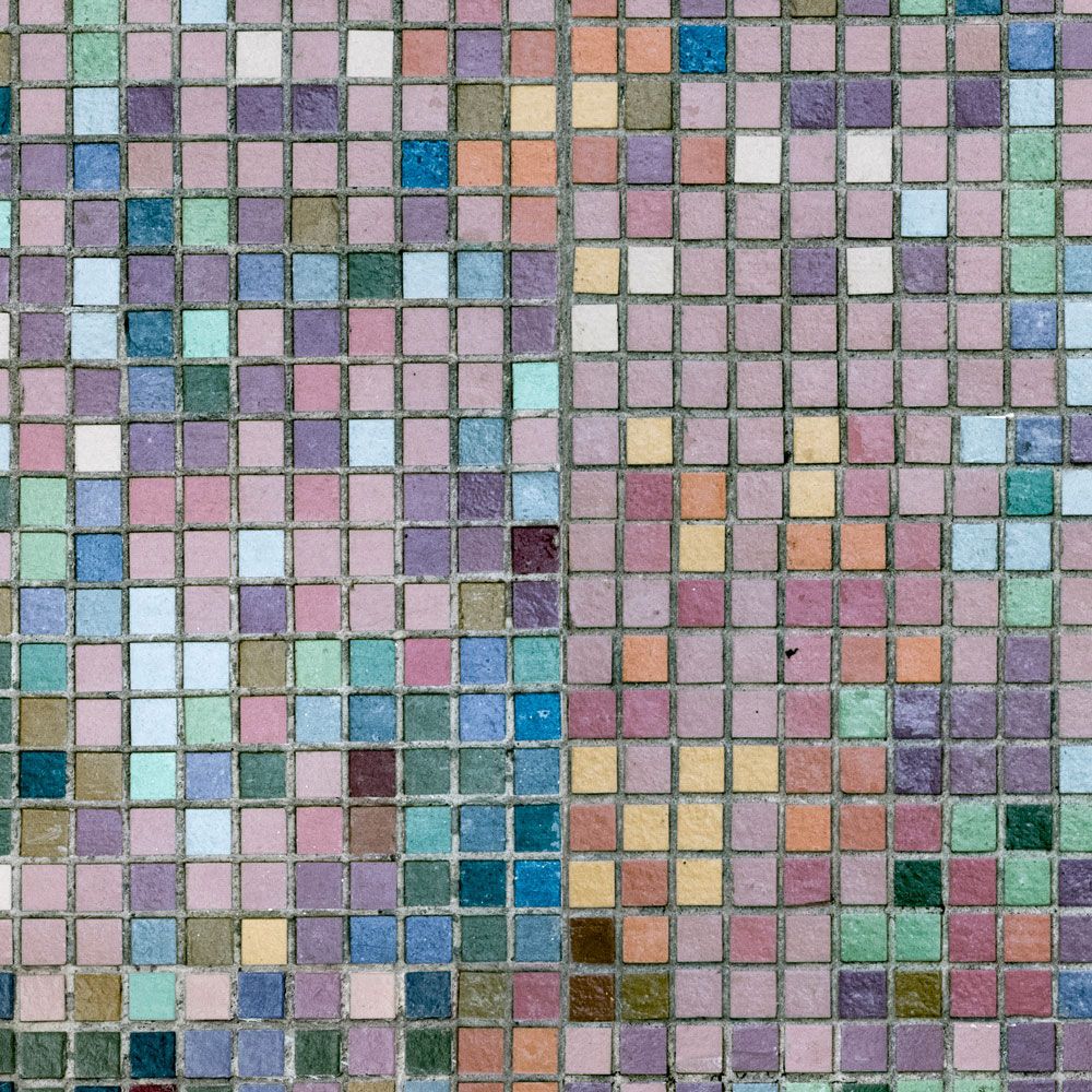             Fototapete »grand central« - Mosaikmuster in bunten Farben – Glattes, leicht perlmutt-schimmerndes Vlies
        