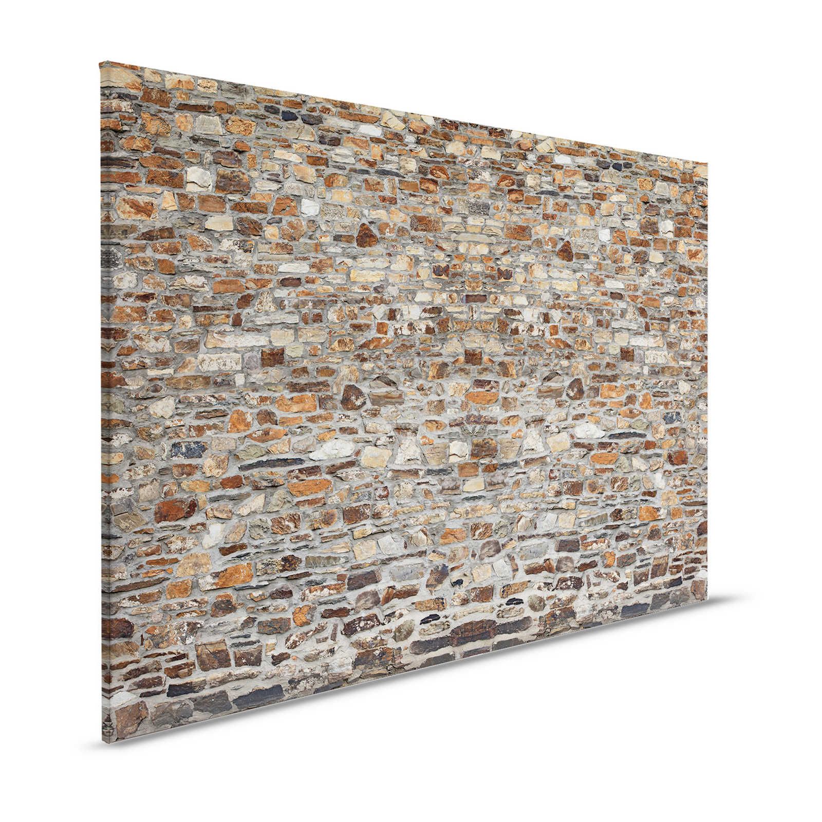 Leinwandbild 3D Mauer alte Ziegel & rustikaler Steinoptik – 1,20 m x 0,80 m
