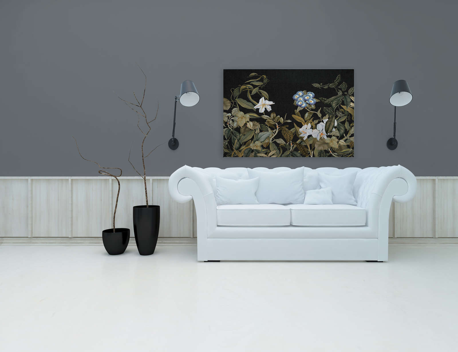             Botanical Leinwandbild mit Orchideen & Blätter-Motiv – 1,20 m x 0,80 m
        