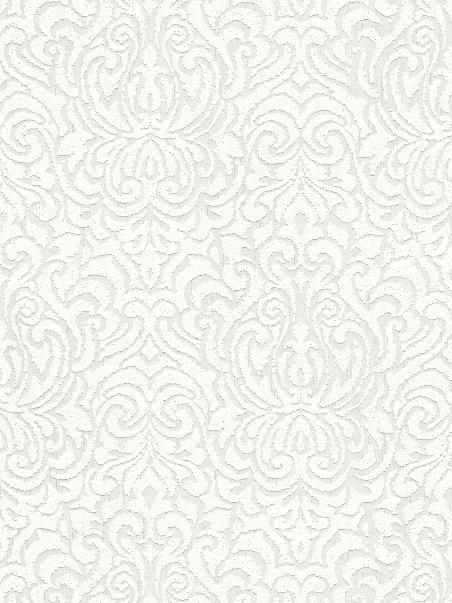 Tapete mit Ornamentmuster und Struktureffekt – Weiß
