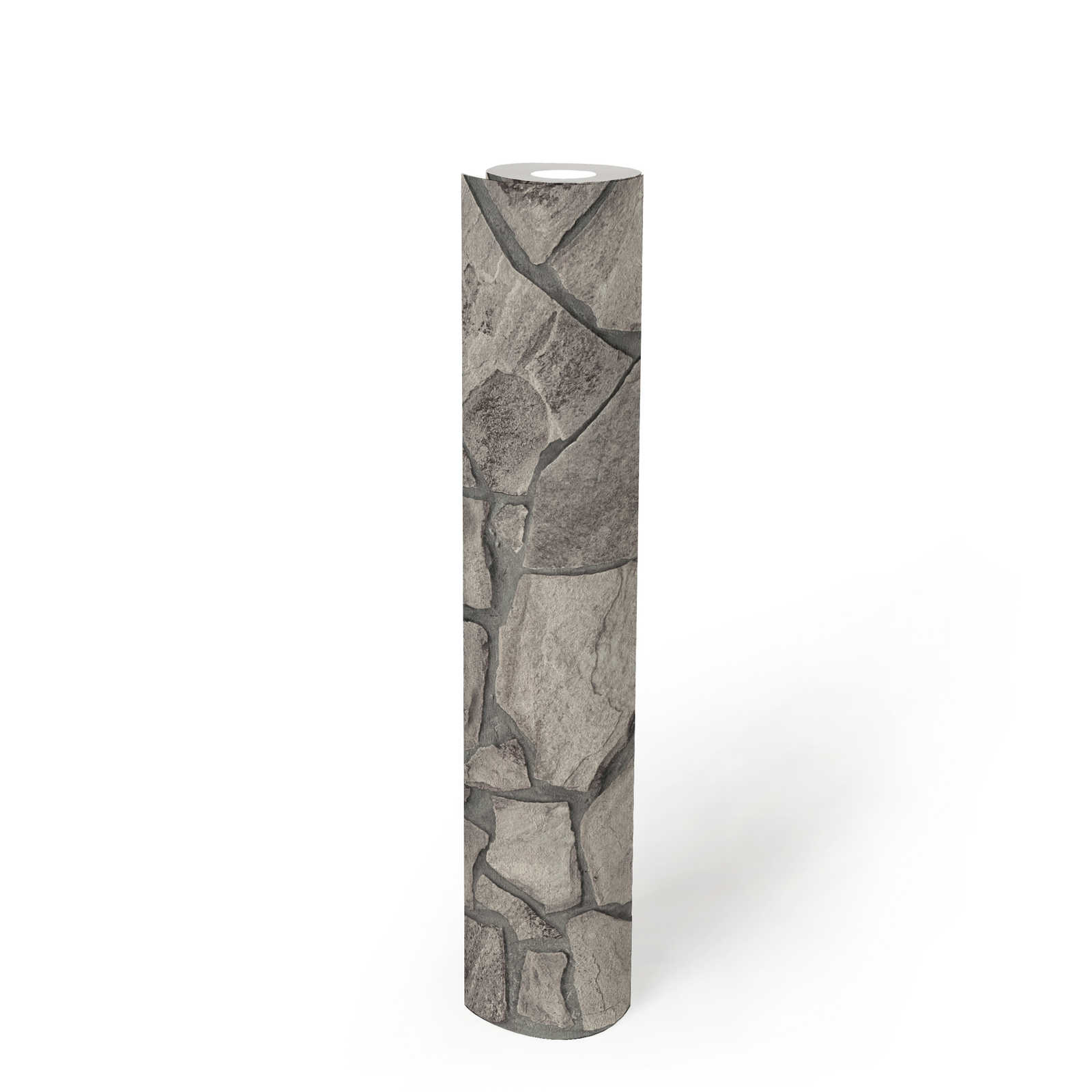             Naturstein Mauerwerk Vliestapete 3D-Optik – Grau, Grau
        