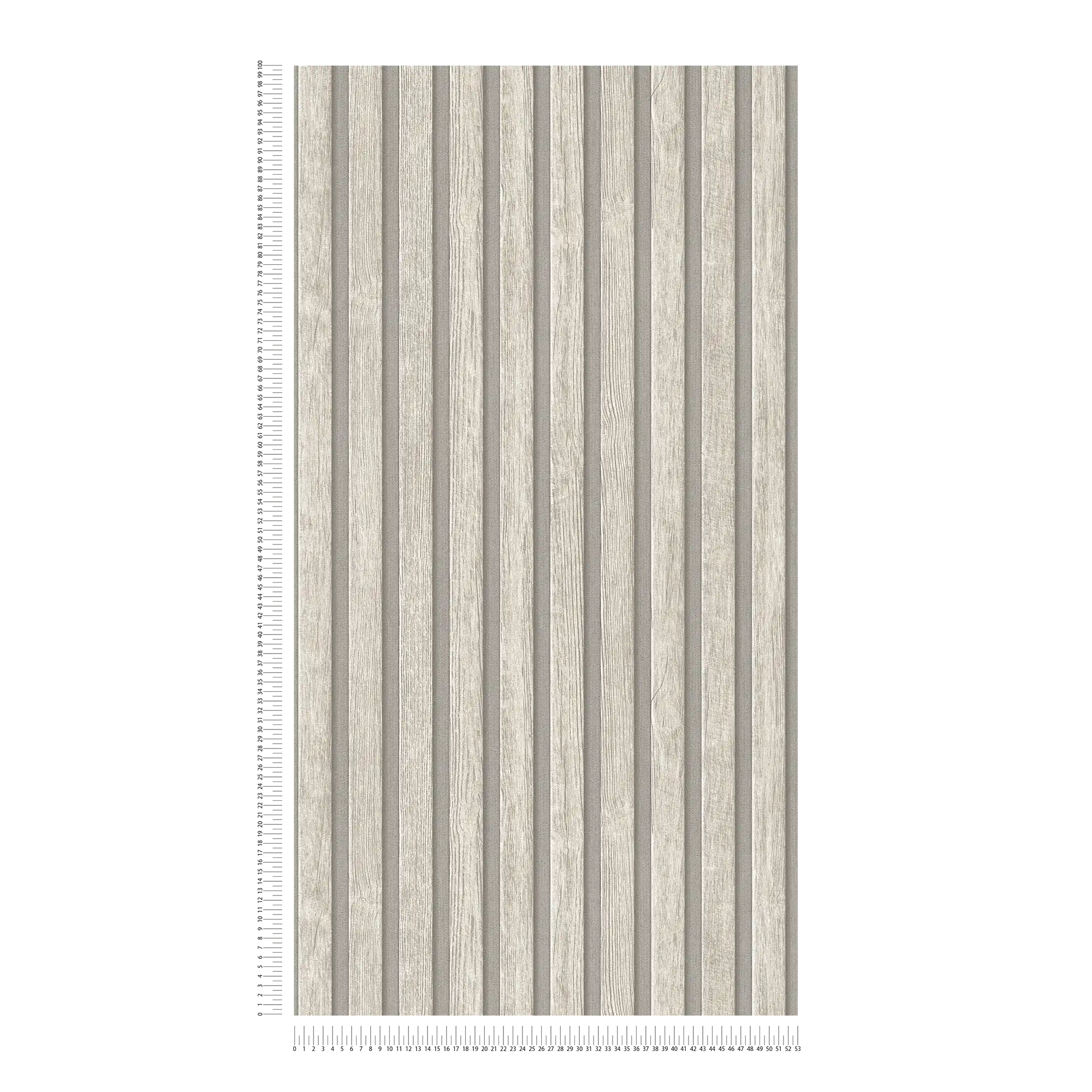             Vliestapete mit Holzpaneel-Muster – Grau, Creme
        