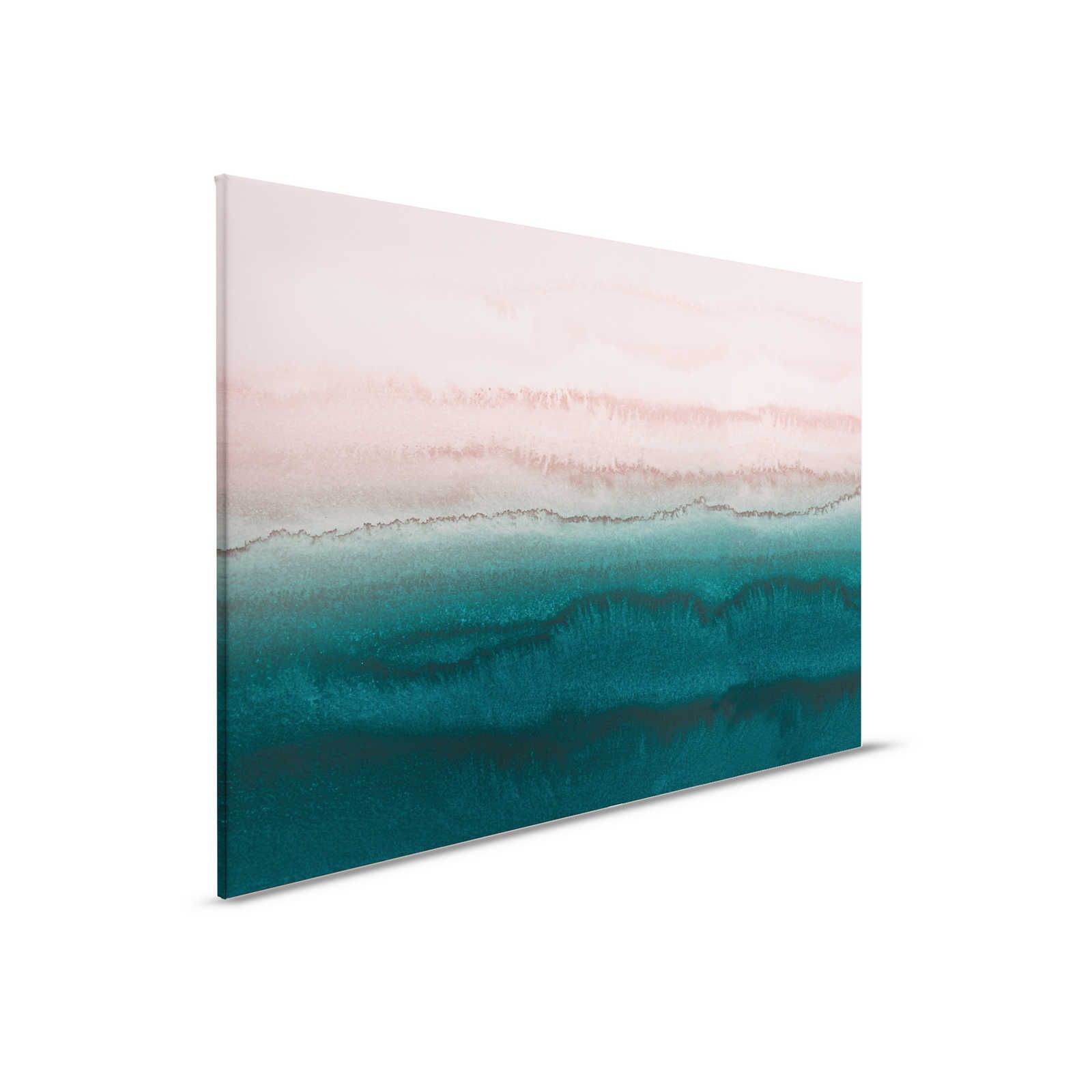 Gezeiten Leinwandbild mit abstraktem Wasser Aquarell – 0,90 m x 0,60 m
