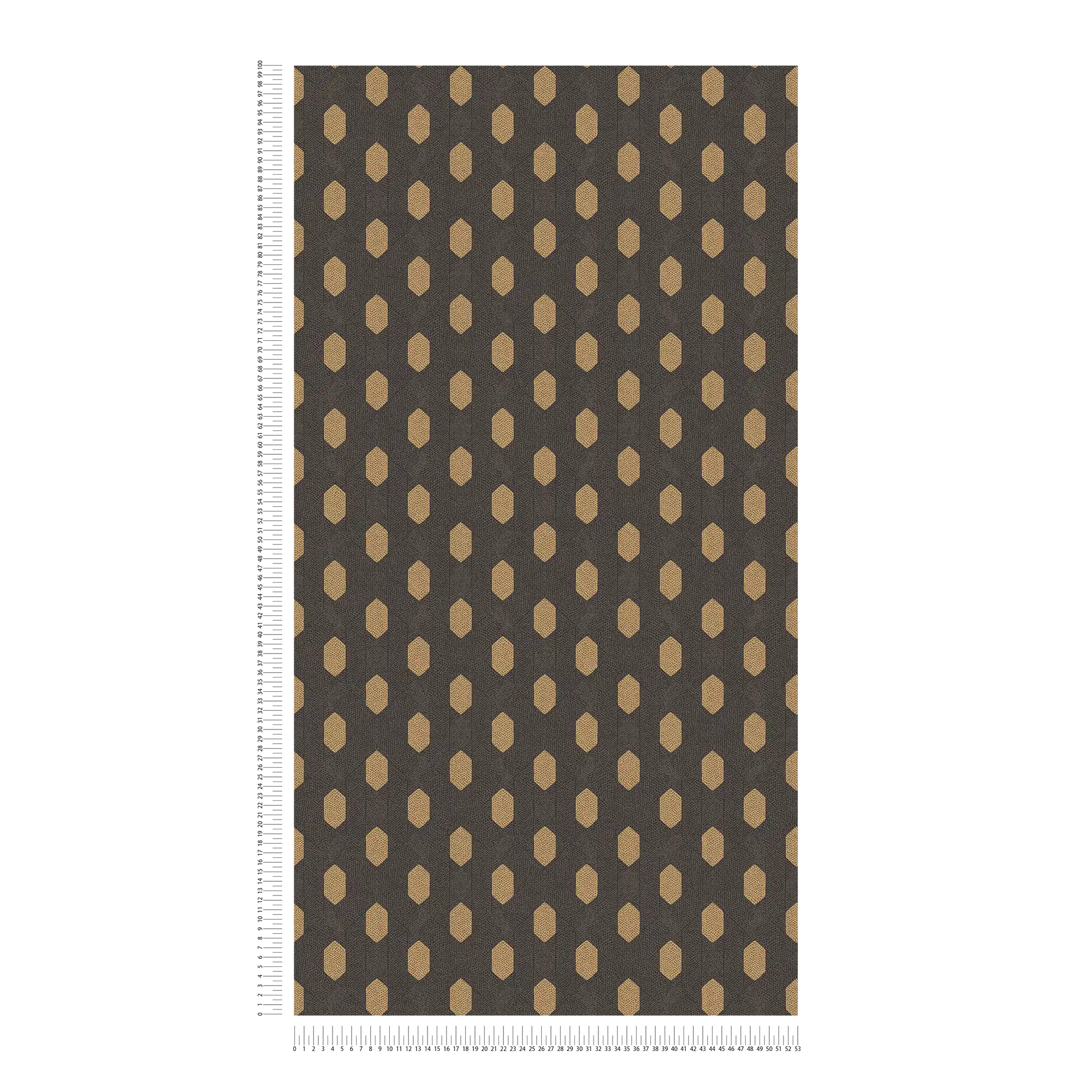             Elegant Uni-Tapete mit goldenem Muster – Schwarz, Gold, Braun
        
