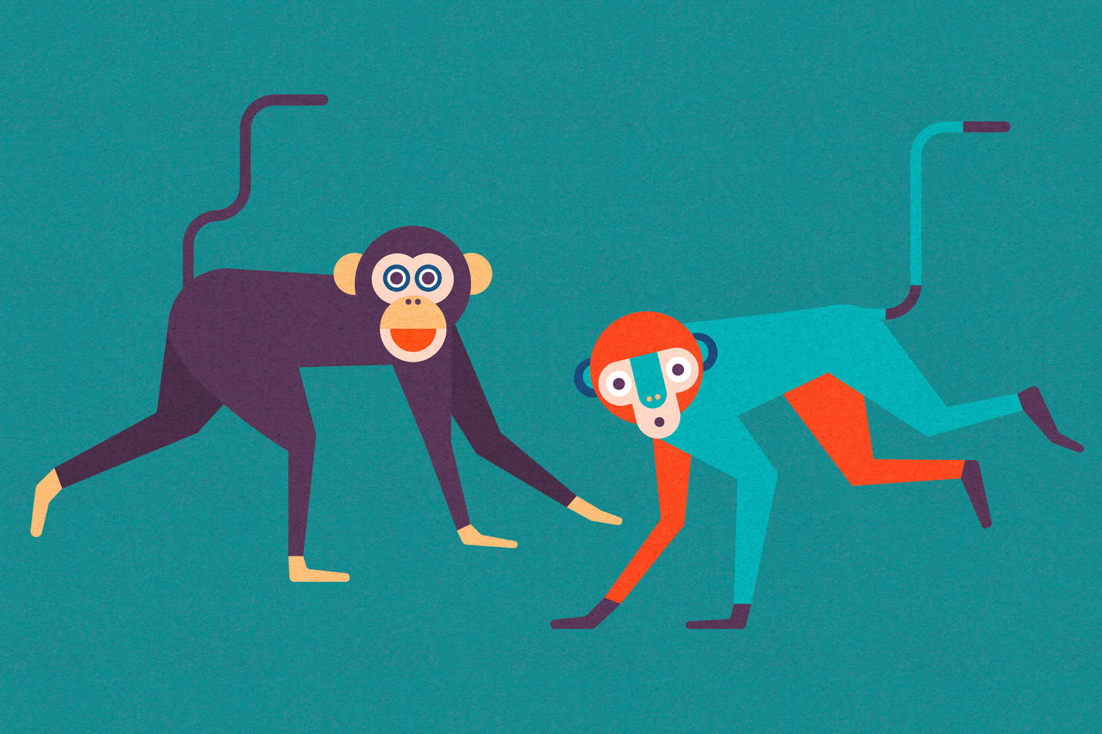             Monkey Business 1 - Leinwandbild in Pappe Struktur, Affen-Bande im Comic-Stil – 0,90 m x 0,60 m
        