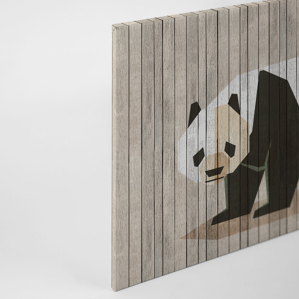             Born to Be Wild 2 - Leinwandbild auf Holzpaneele Struktur mit Panda & Bretterwand – 0,90 m x 0,60 m
        