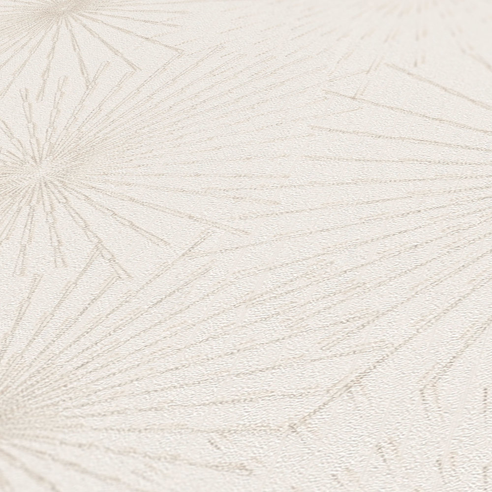             Weiße Tapete mit Retro Metallic Muster Starburst – Weiß
        