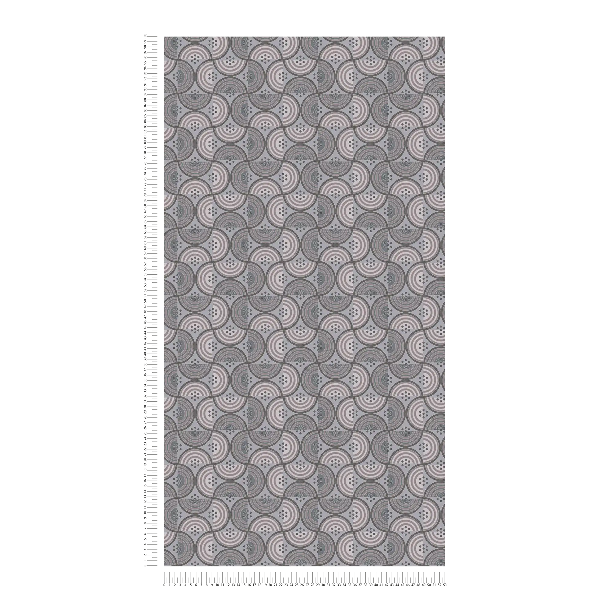             Grafische Tapete mit Punkt- & Halbkreismuster – Taupe, Grau, Creme
        