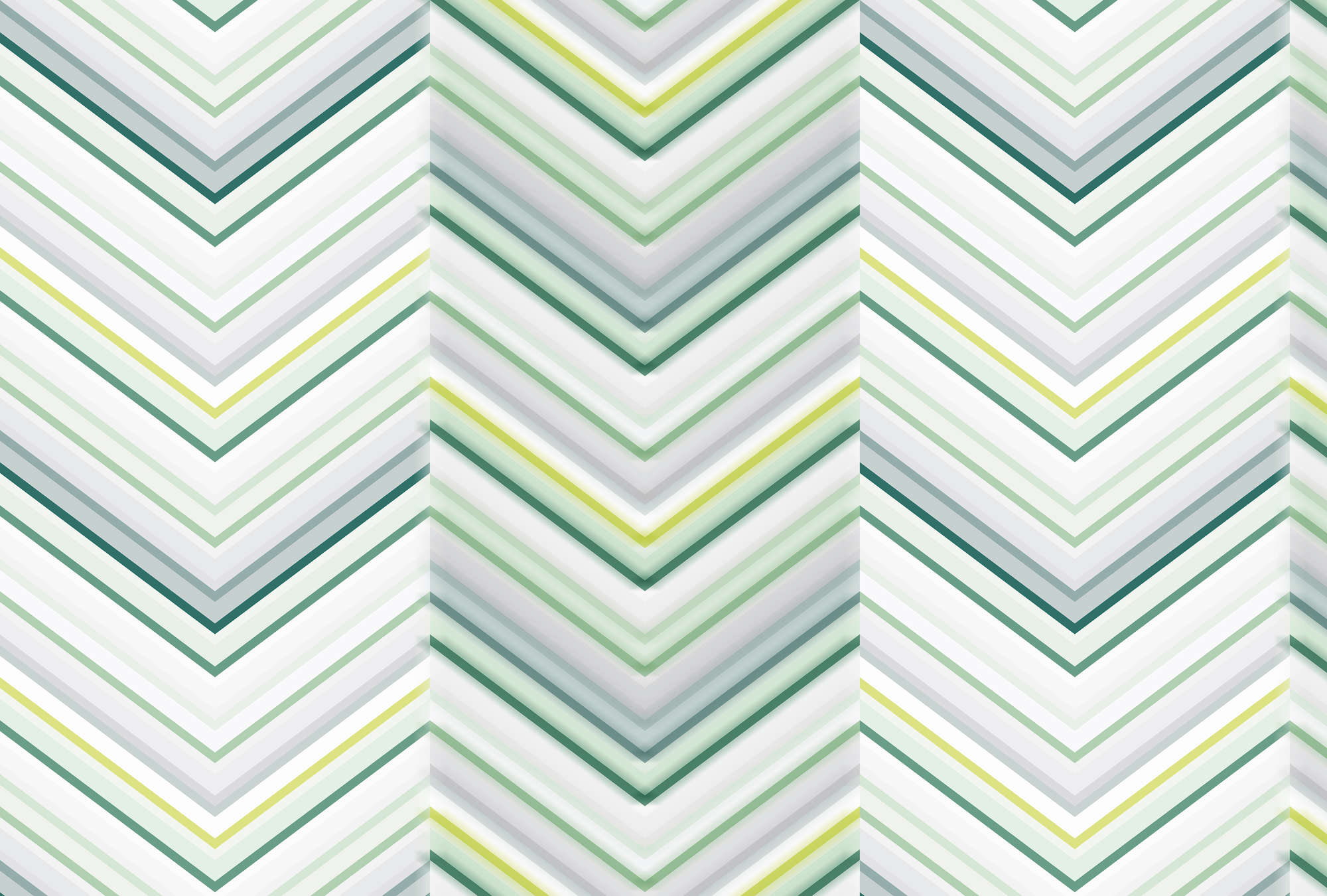             Bunte Fototapete Zick-Zack-Muster & Liniendesign – Grau, Gelb, Grün
        
