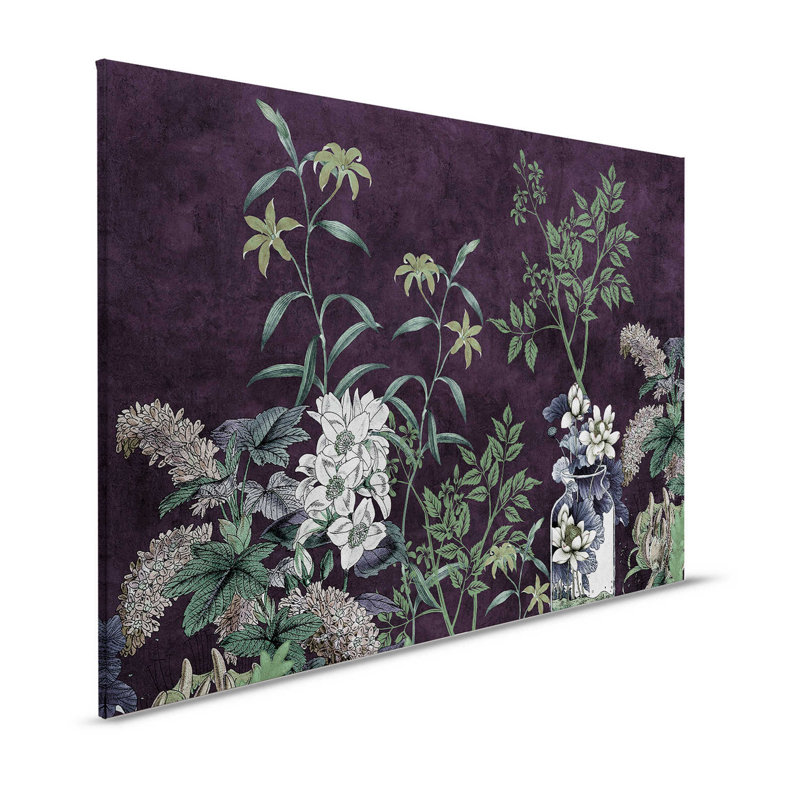 Dark Room 1 - Schwarzes Leinwandbild Botanical Muster Grün – 1,20 m x 0,80 m
