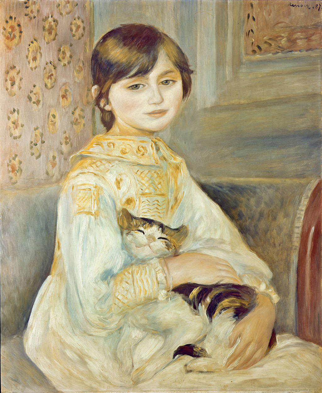             Fototapete "Mademoiselle Julie mit Katze" von Pierre Auguste Renoir
        