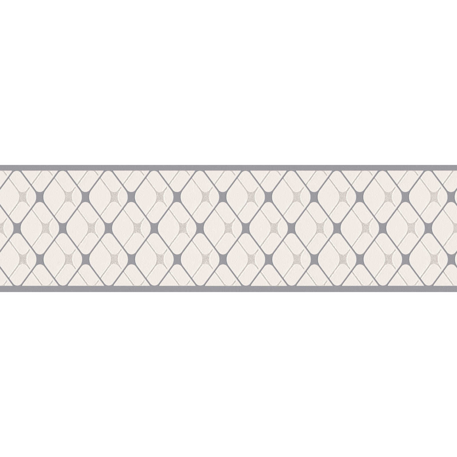         Selbstklebende Tapetenborte mit Rautenmuster – Grau, Weiß
    