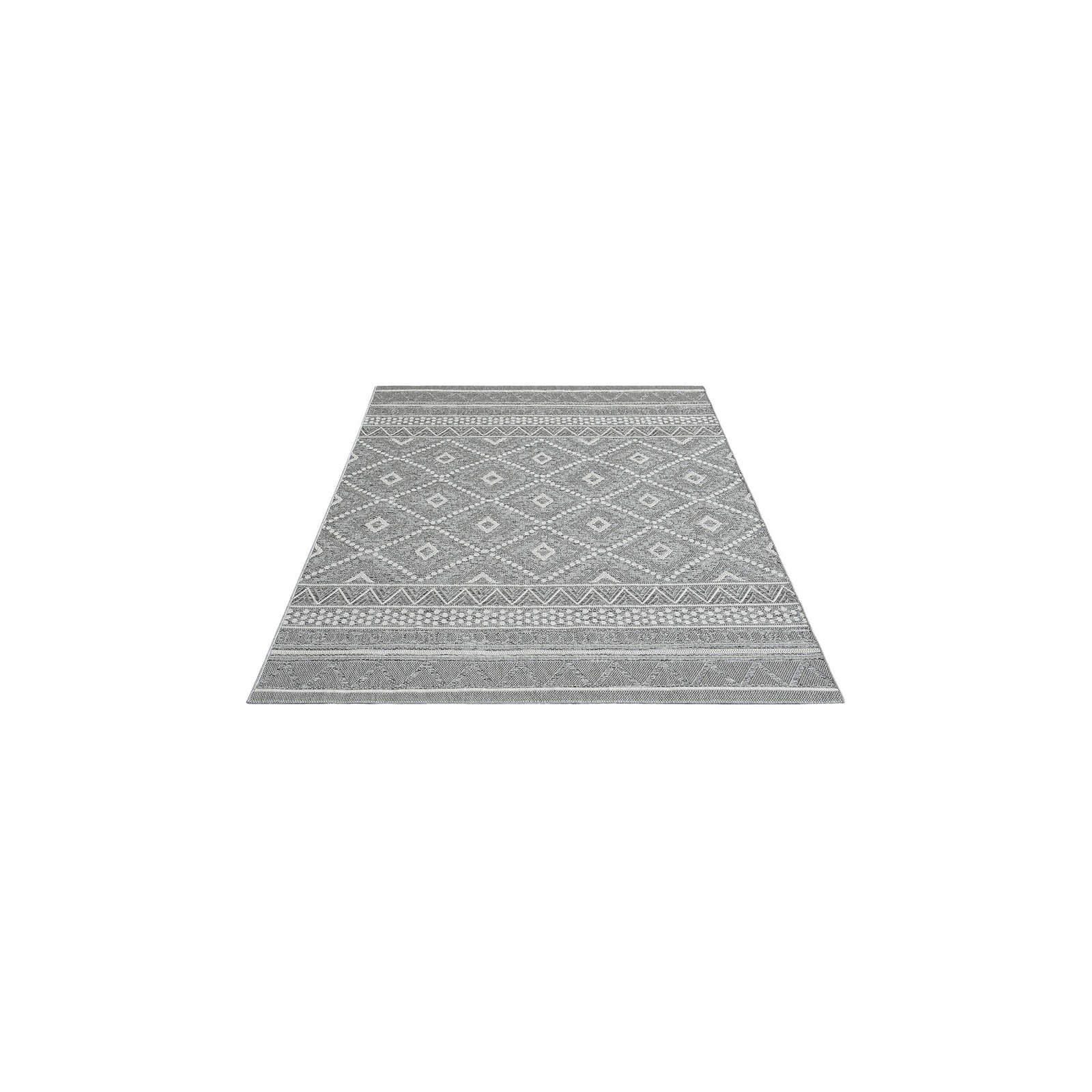Bemusterter Outdoor Teppich in Grau – 160 x 120 cm

