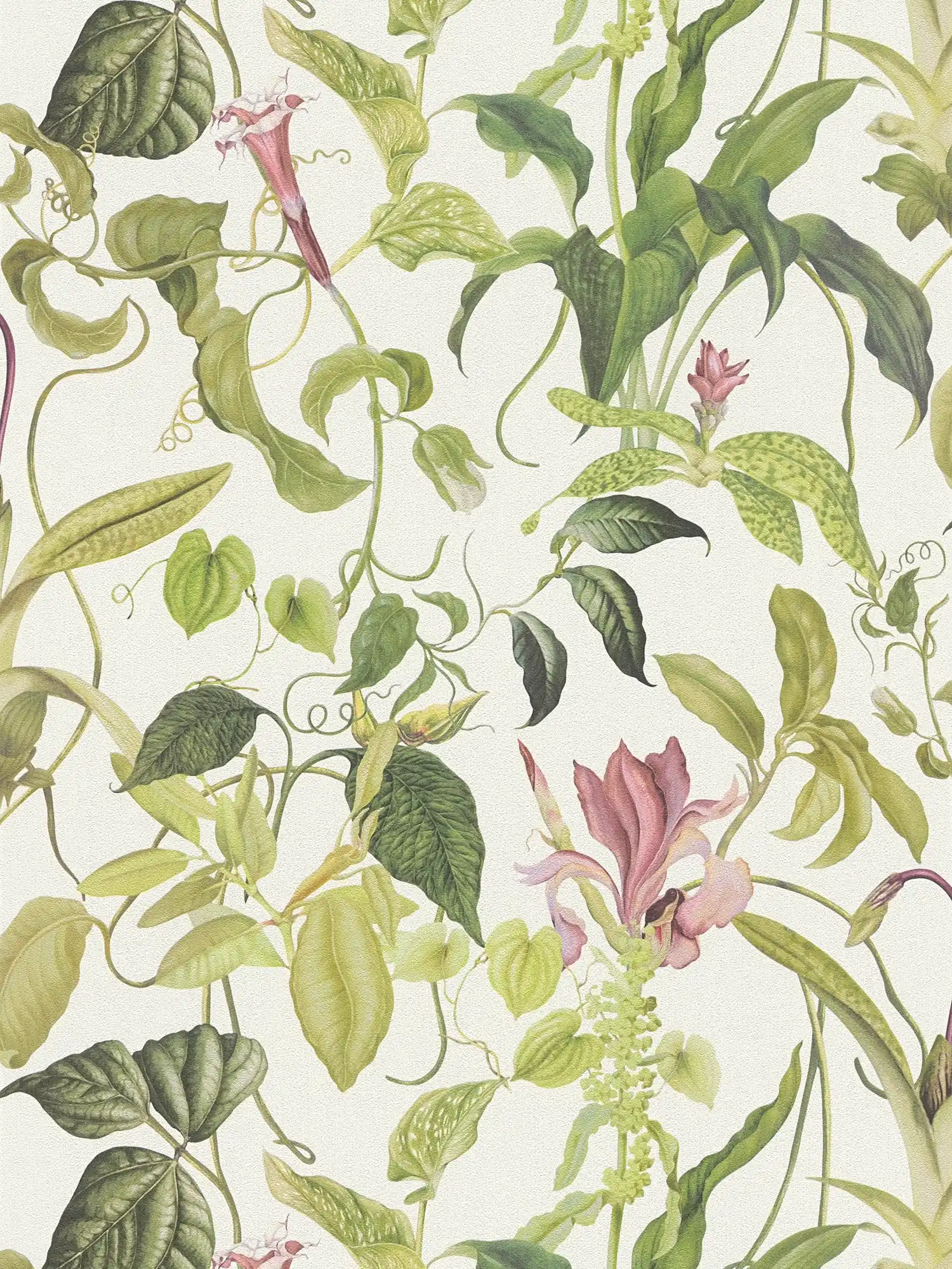 Vliestapete Tropische Blumen von MICHALSKY – Grün, Creme
