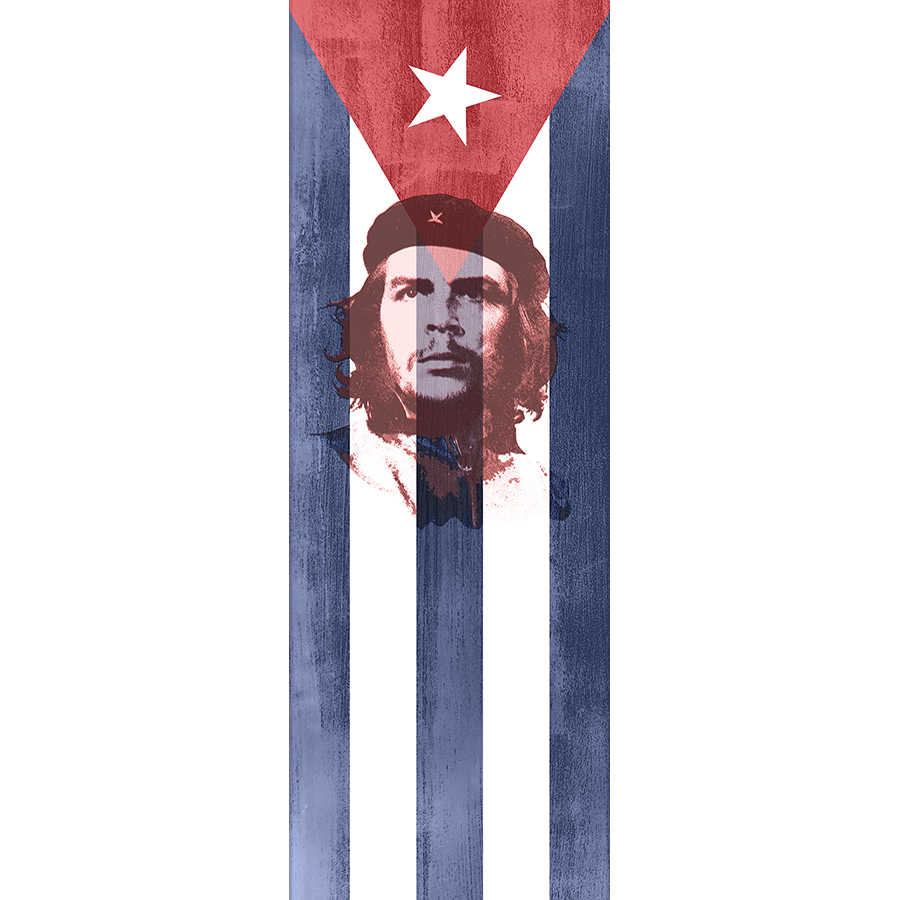 Länder Fototapete Flagge Kuba mit Fidel Castro Gesicht auf Strukturvlies
