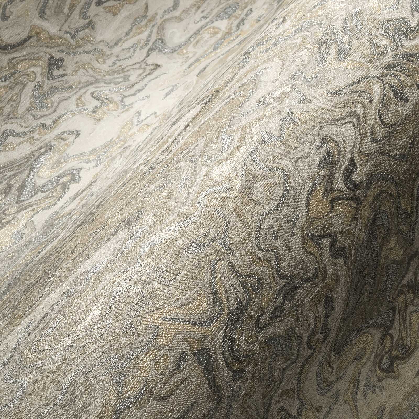            Marmorierte Tapete Marble Paper Effekt – Weiß, Beige, Creme
        