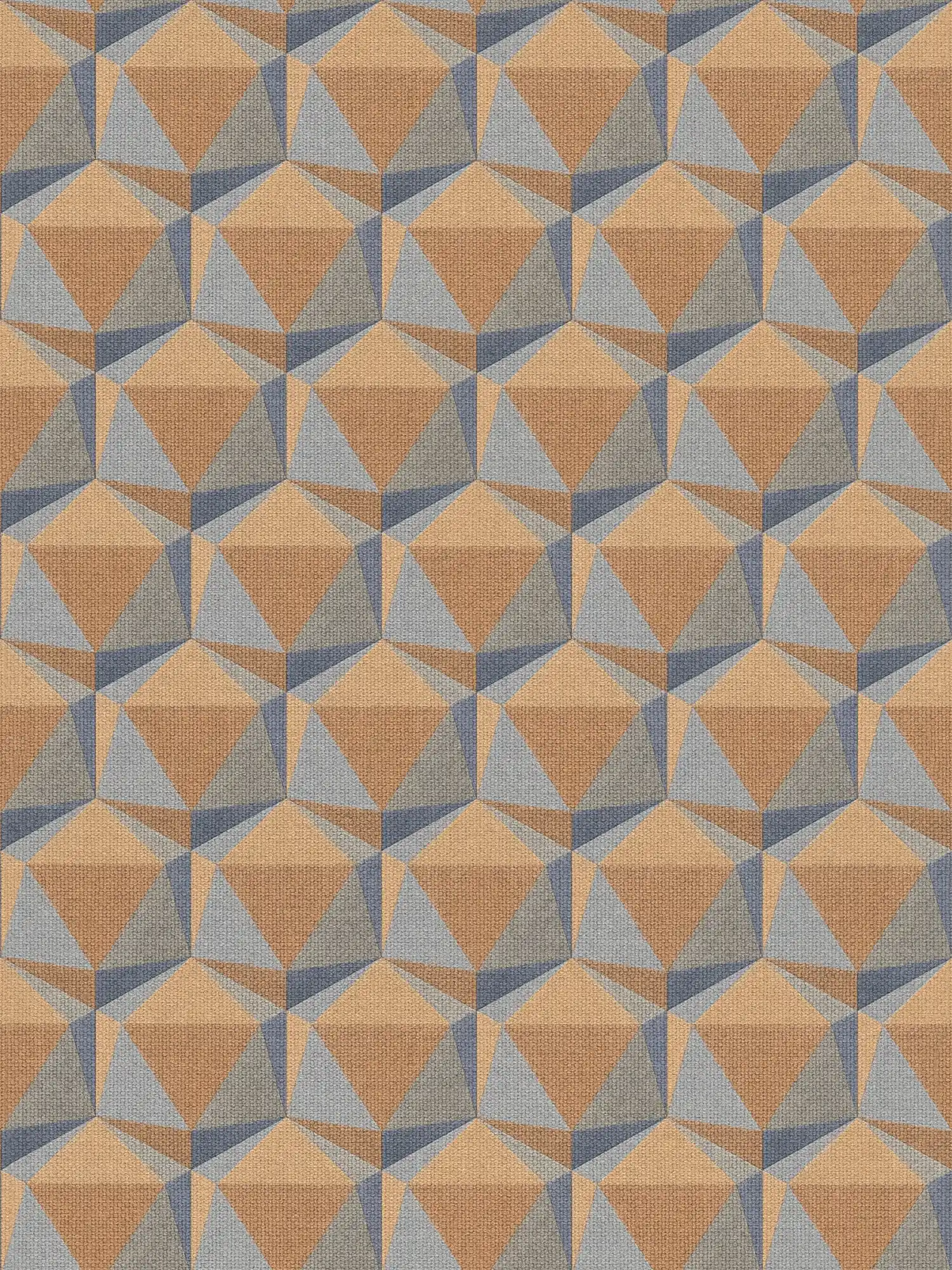         Grafiktapete Retro Muster mit 3D Design – Orange, Blau
    