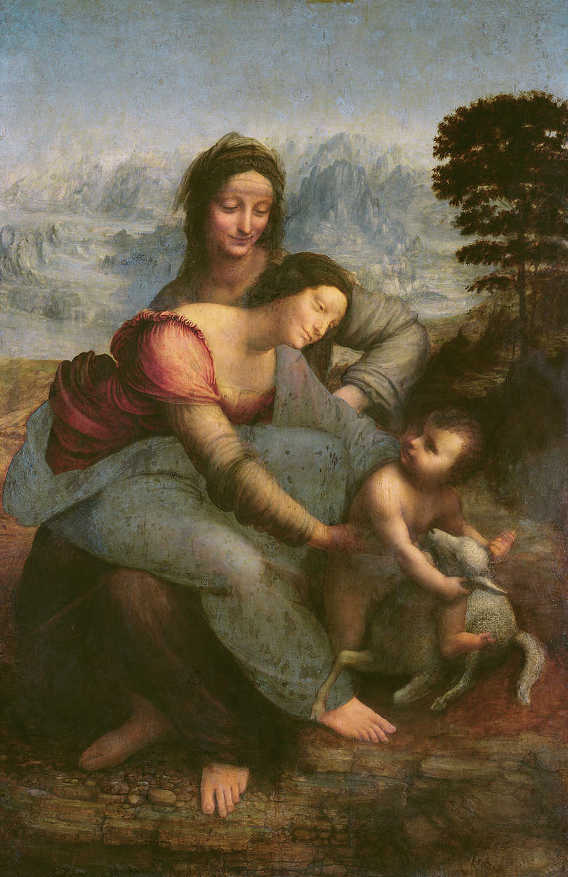             Fototapete "Jungfrau und Kind mit der hl. Anna" von Leonardo da Vinci
        