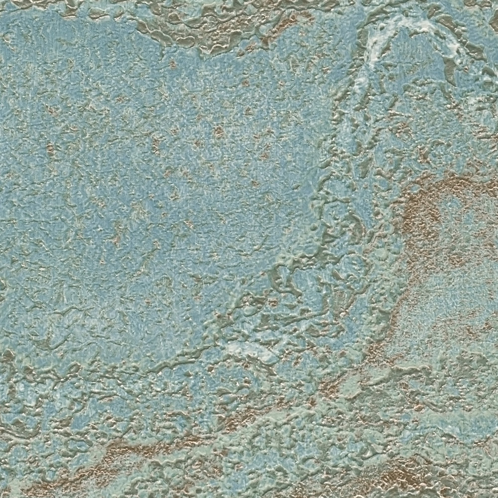             Vliestapete marmoriert mit Metallic- Effekt – Blau, Türkis, Gold
        