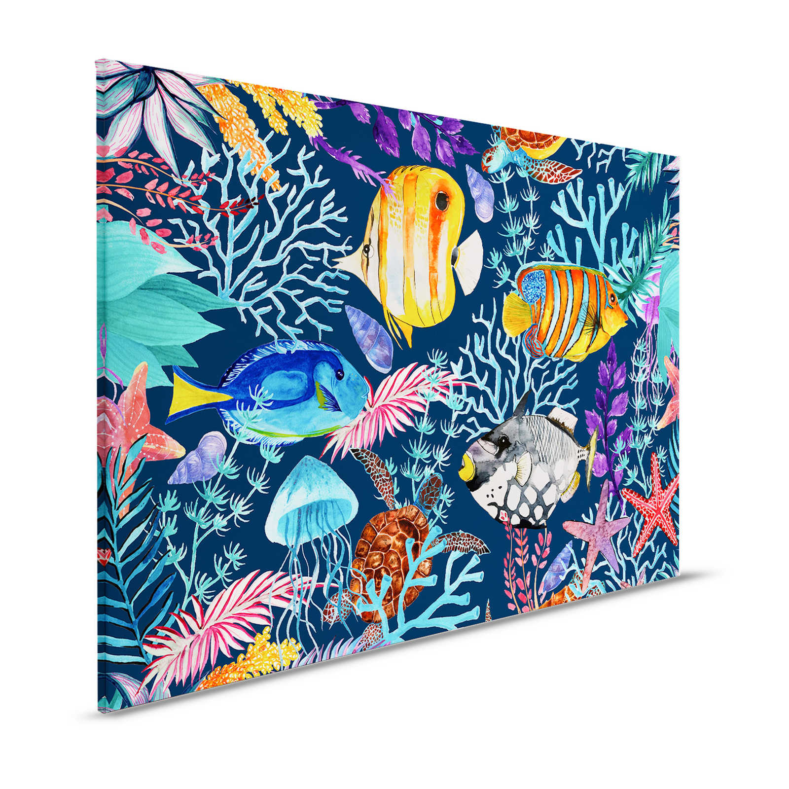 Unterwasser Leinwandbild mit bunten Fischen & Seesternen – 1,20 m x 0,80 m
