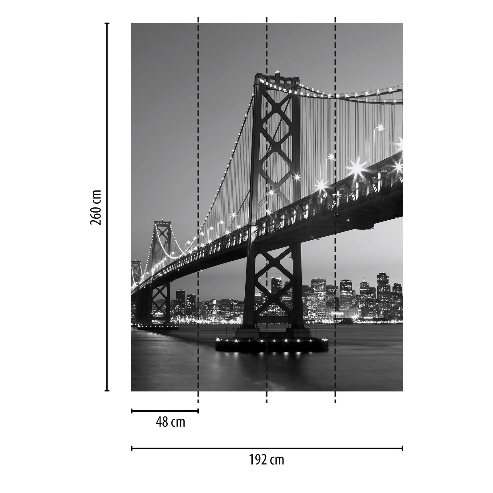             San Francisco Fototapete Schwarz-Weiß, Hochformat
        