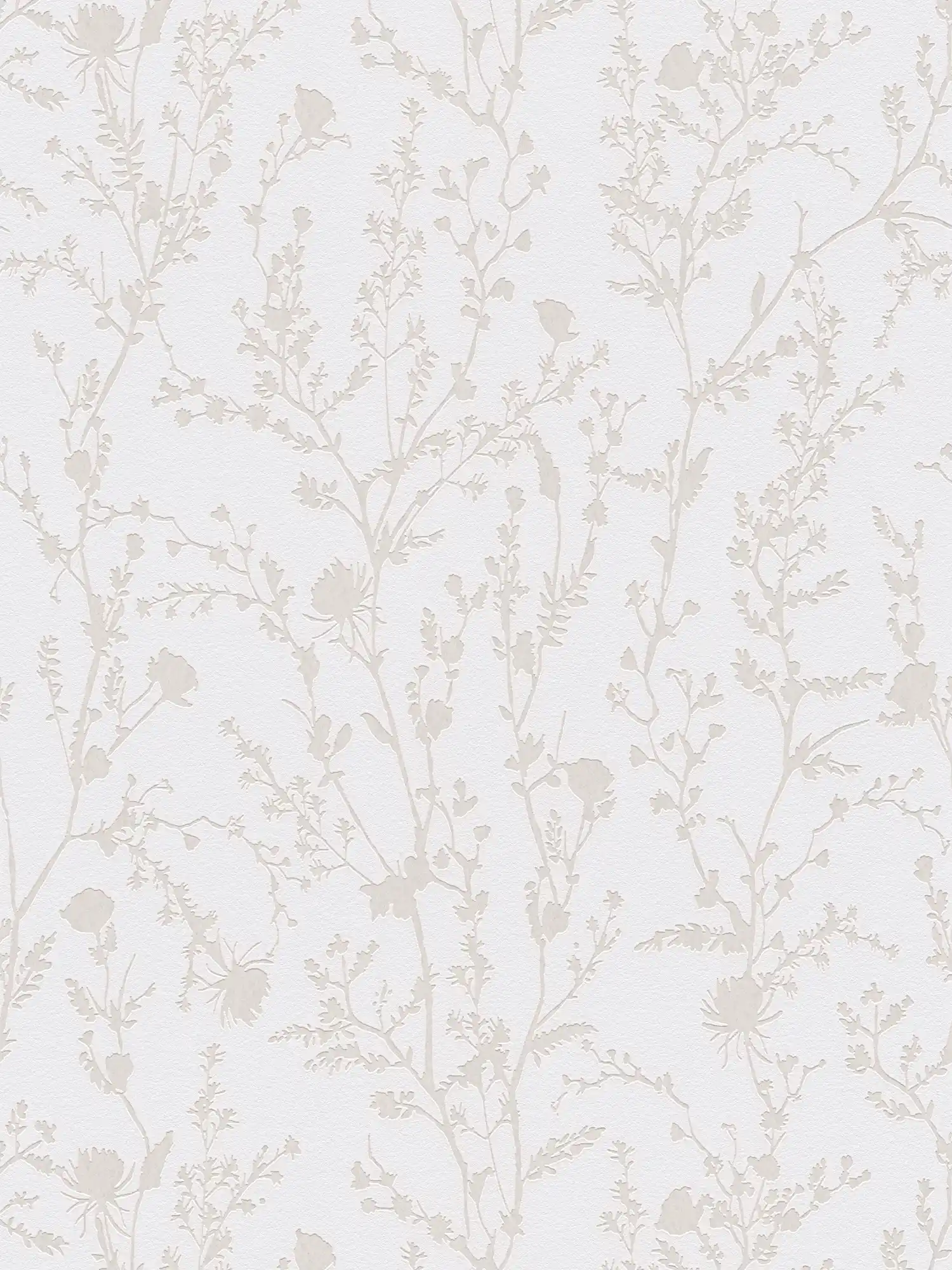 Vliestapete mit floraler Bemusterung – Hellgrau, Weiß

