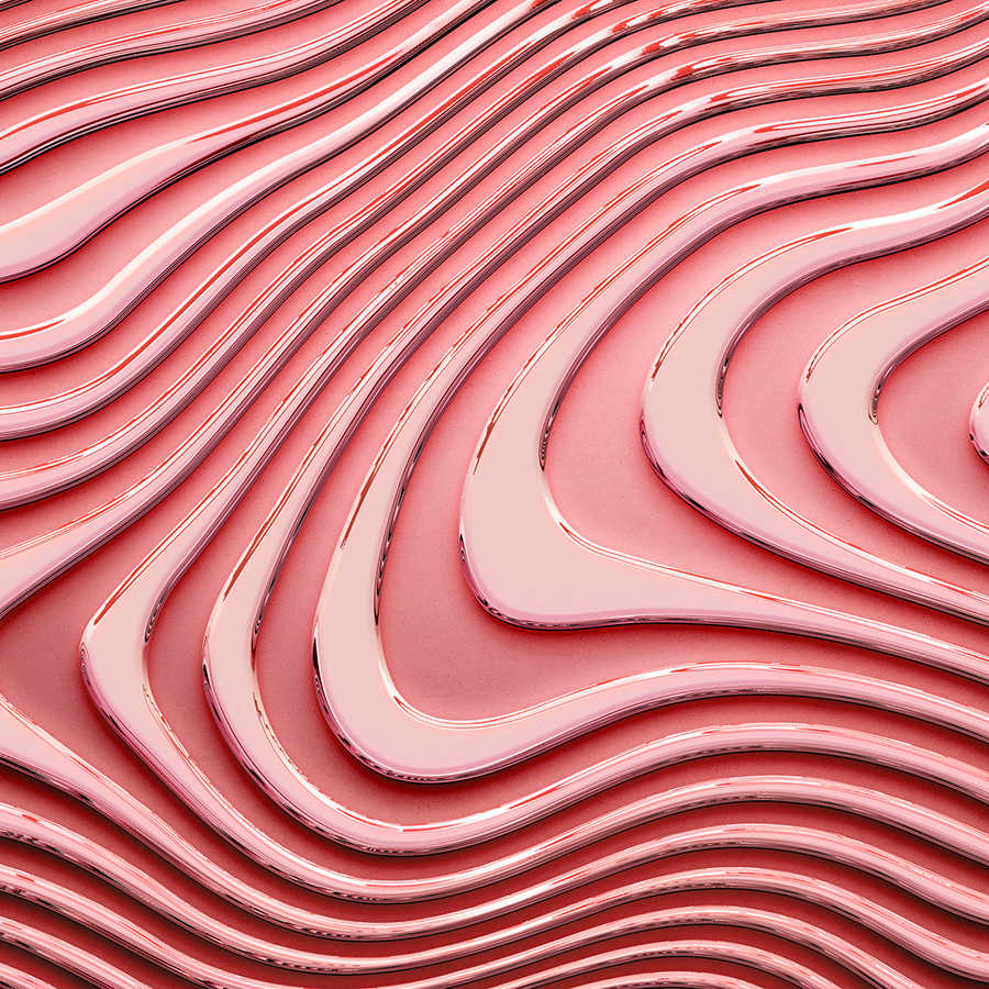 Fototapete mit wellenförmigen Linien und Schatten – Rosa, Pink
